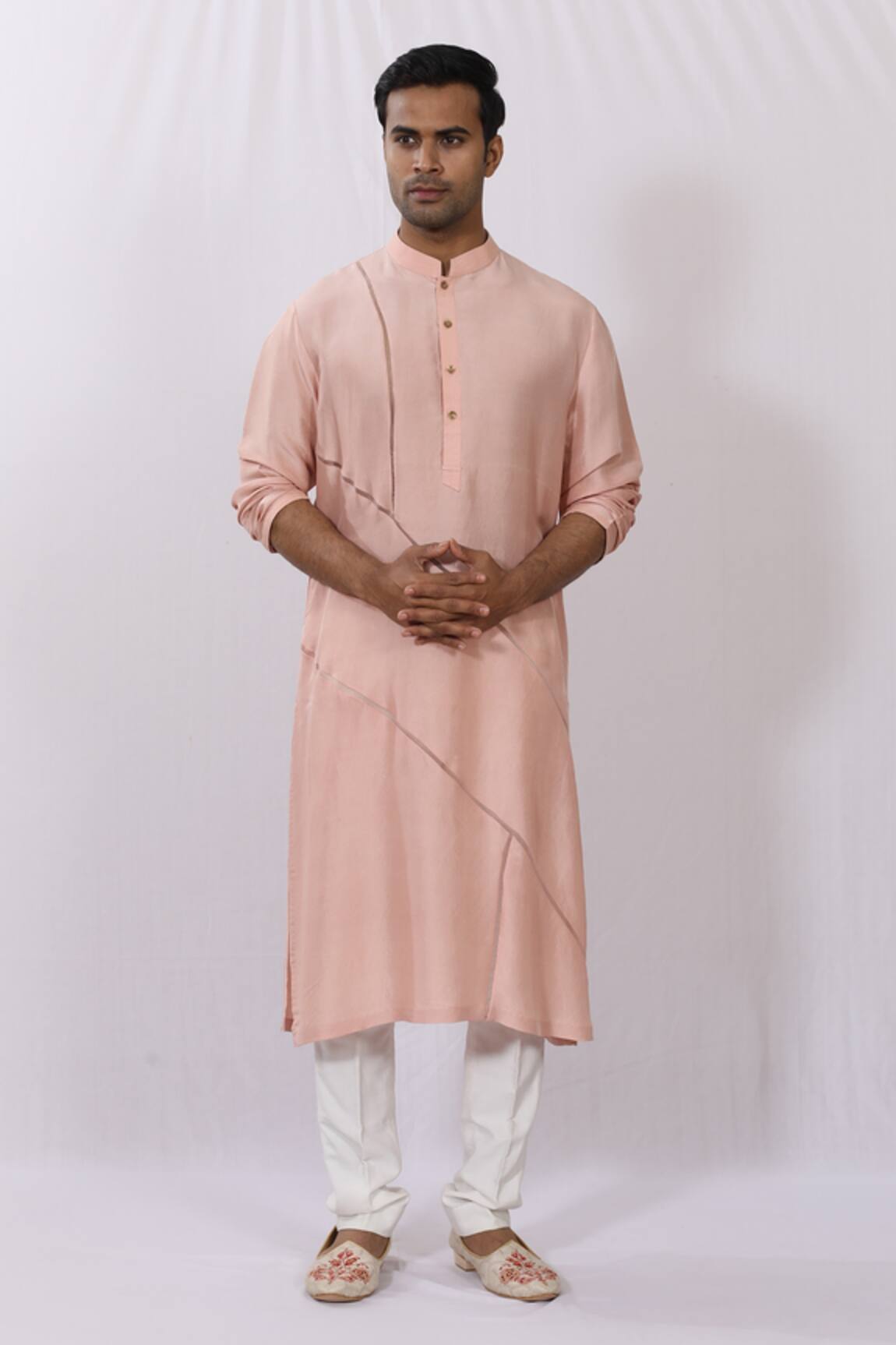 Sankalan - Men Silk Panelled Kurta