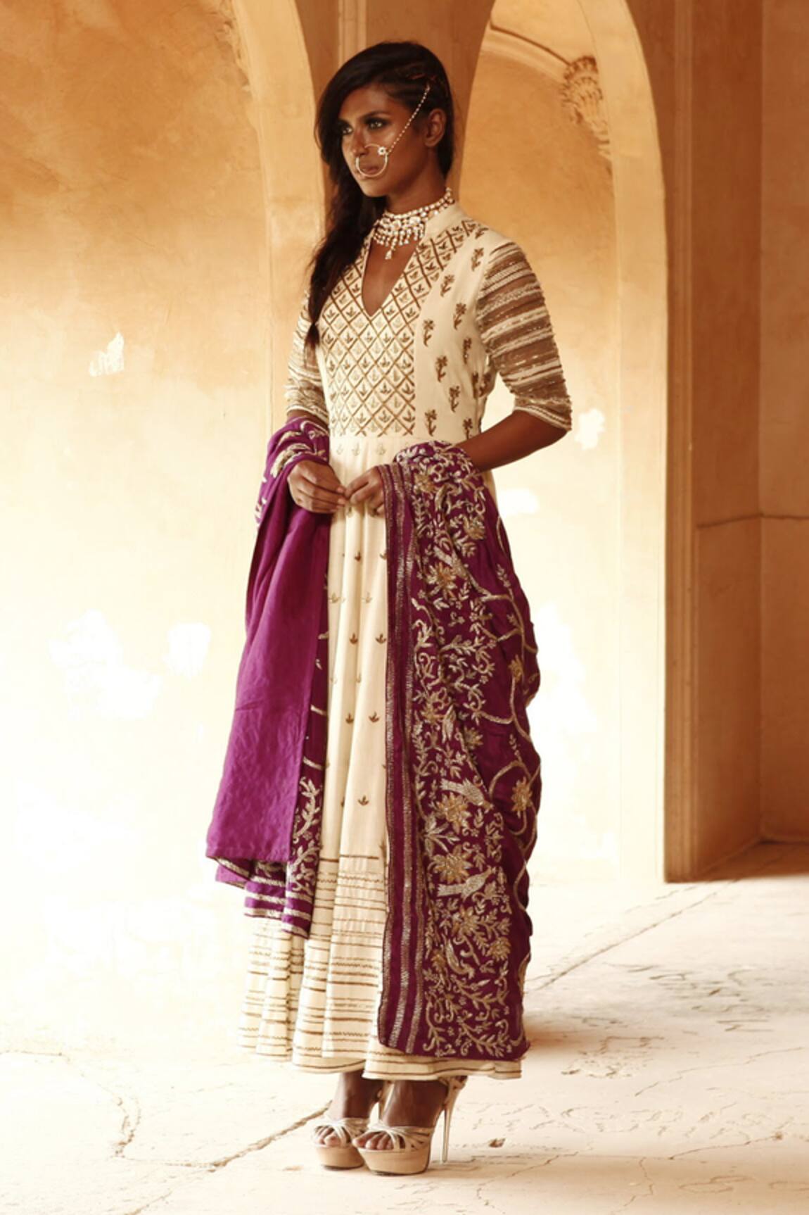 Samatvam By Anjali Bhaskar Silk Anarkali with Dupatta