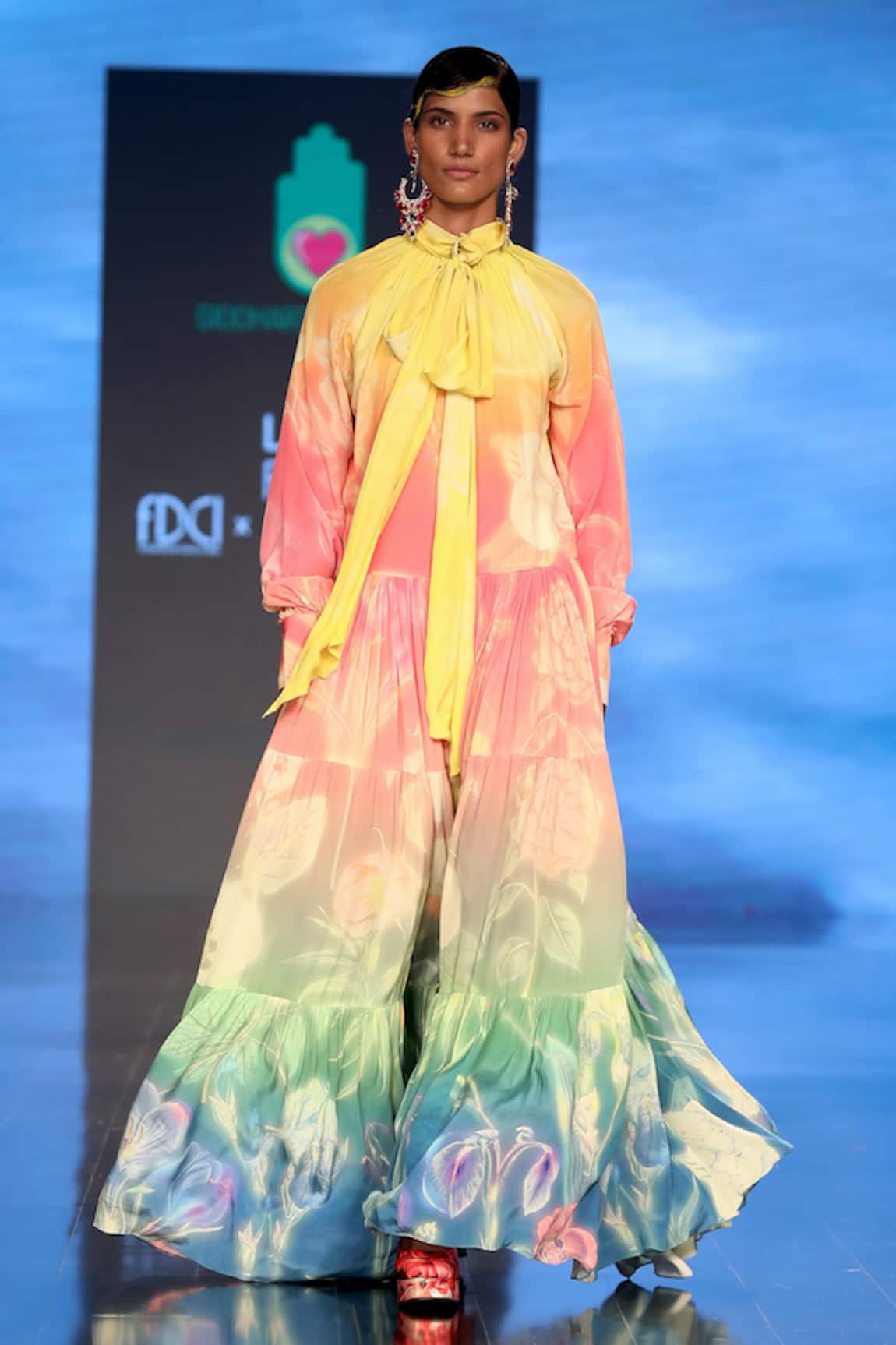 Siddhartha Bansal Floral Print Tiered Dress 