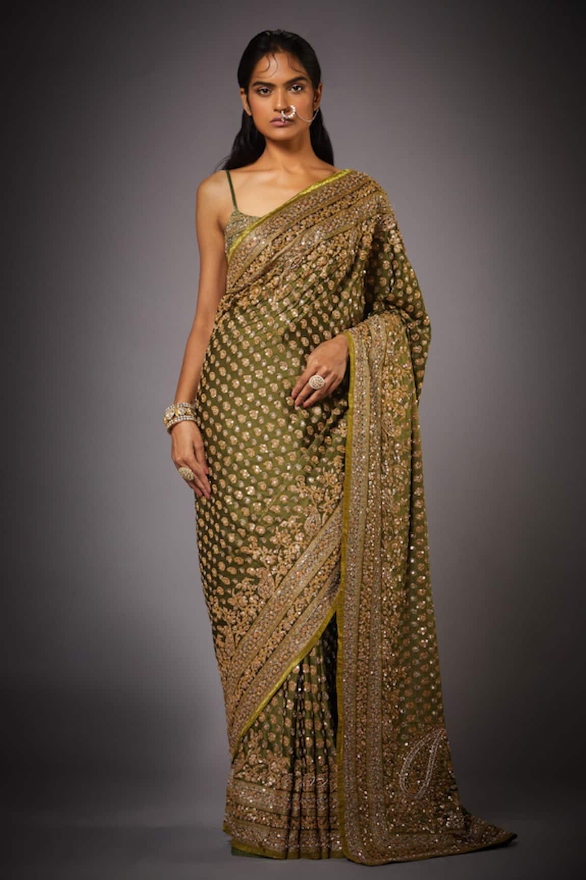 RI.Ritu Kumar Embroidered saree with unstitched blouse 