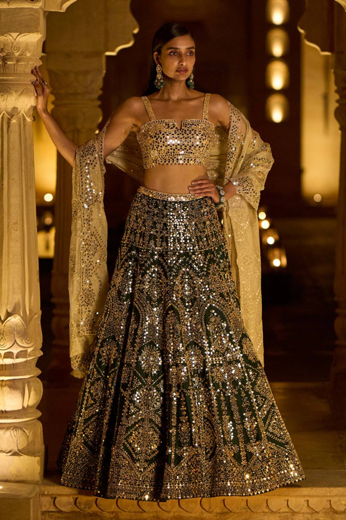 Seema Gujral Mirror Embellished Bridal Lehenga Set 