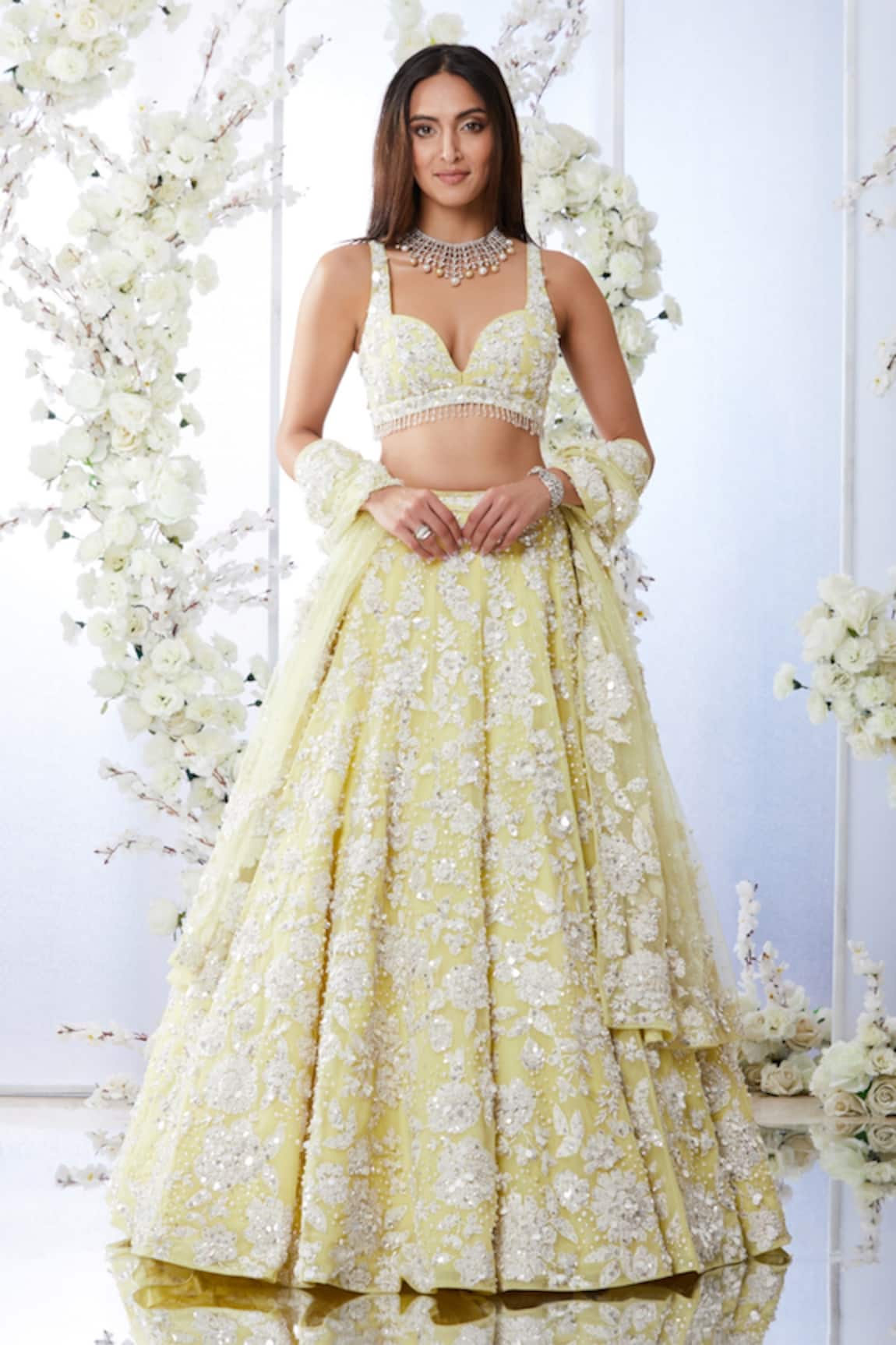 Seema Gujral Floral Embroidered Bridal Lehenga Set 