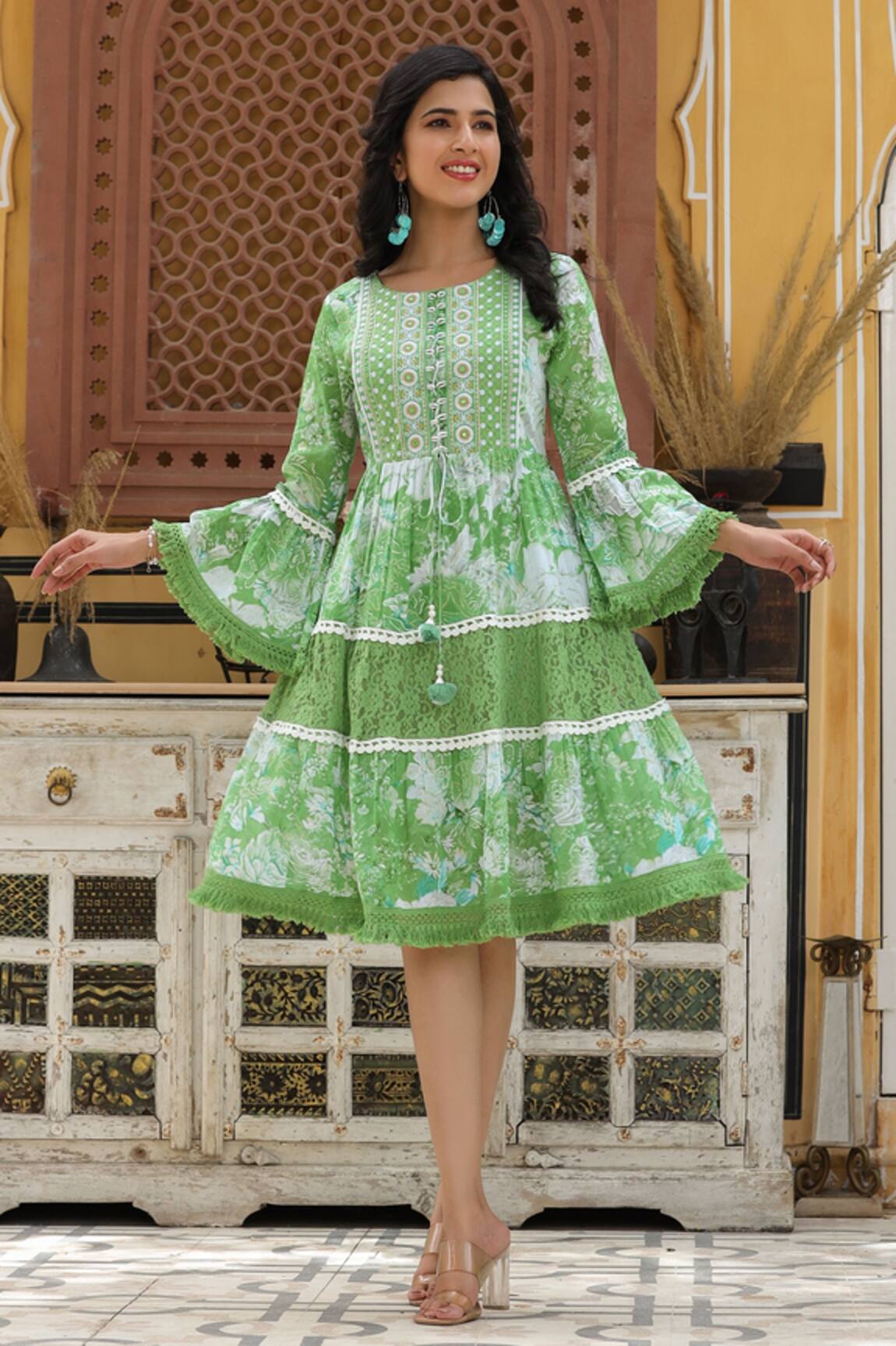Bairaas Floral Embroidered Dress