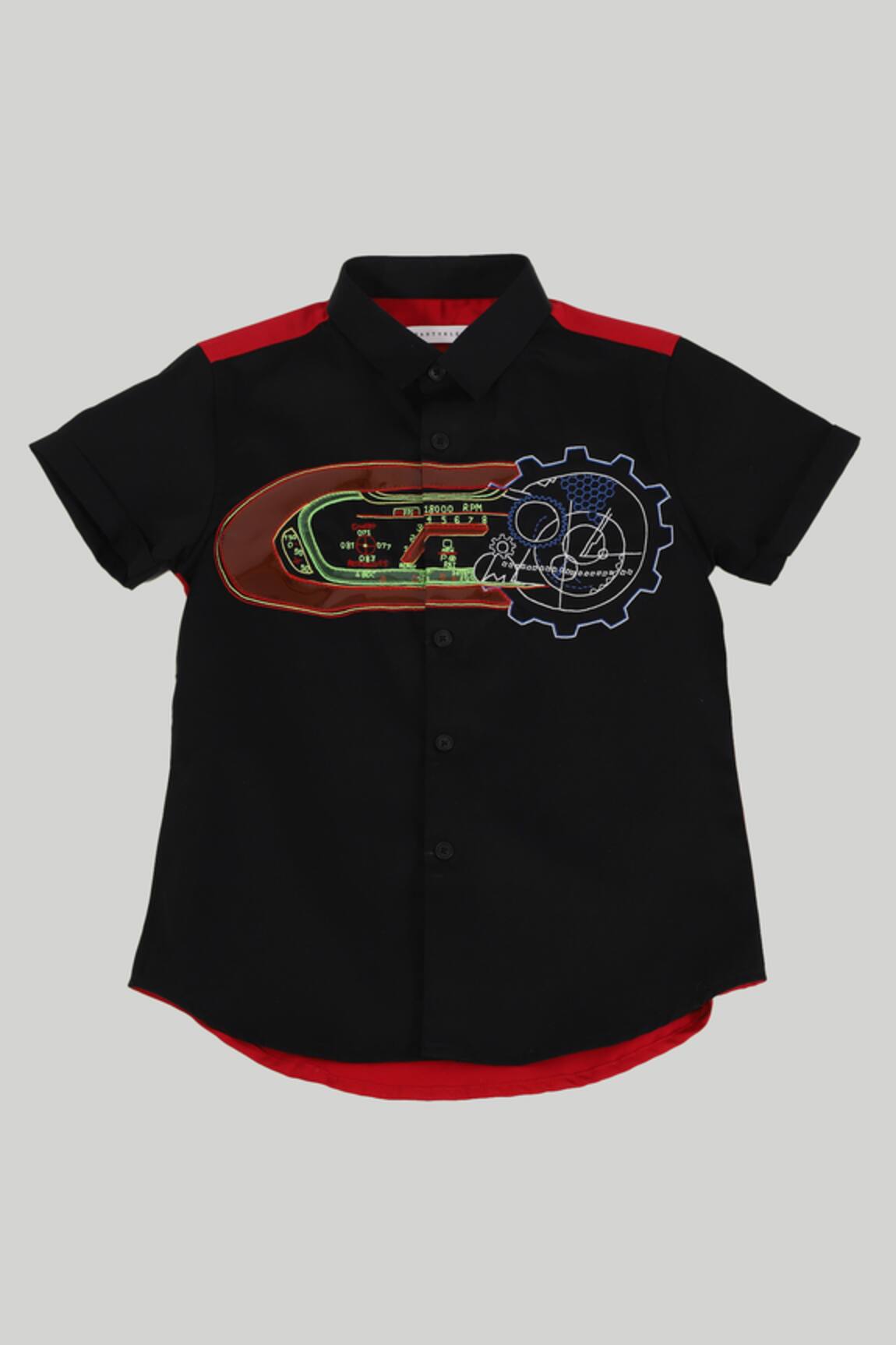 Partykles Embroidered Patch Cotton Satin Shirt 