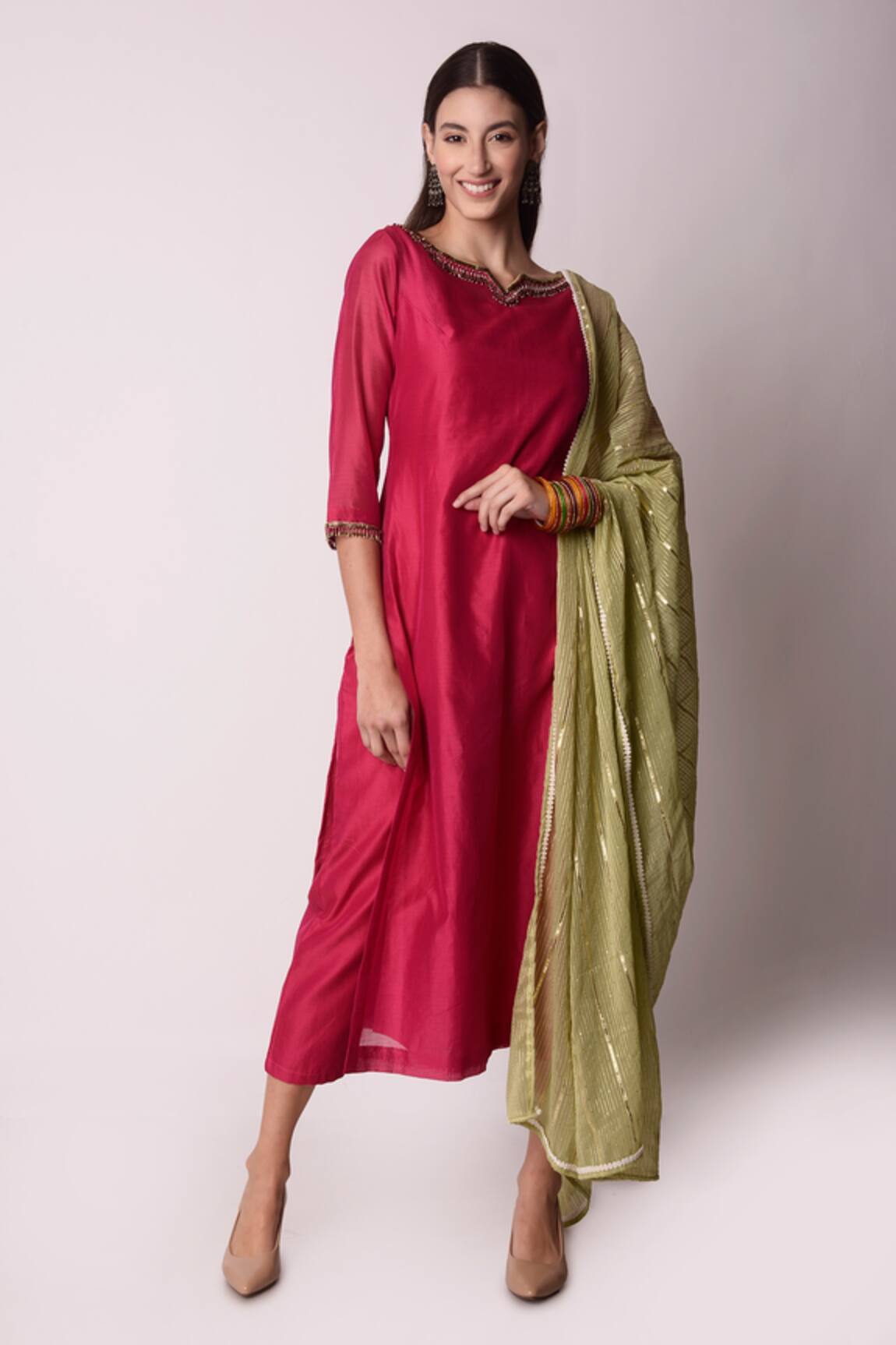 Shwetanga Chanderi Kurta Pant Set 