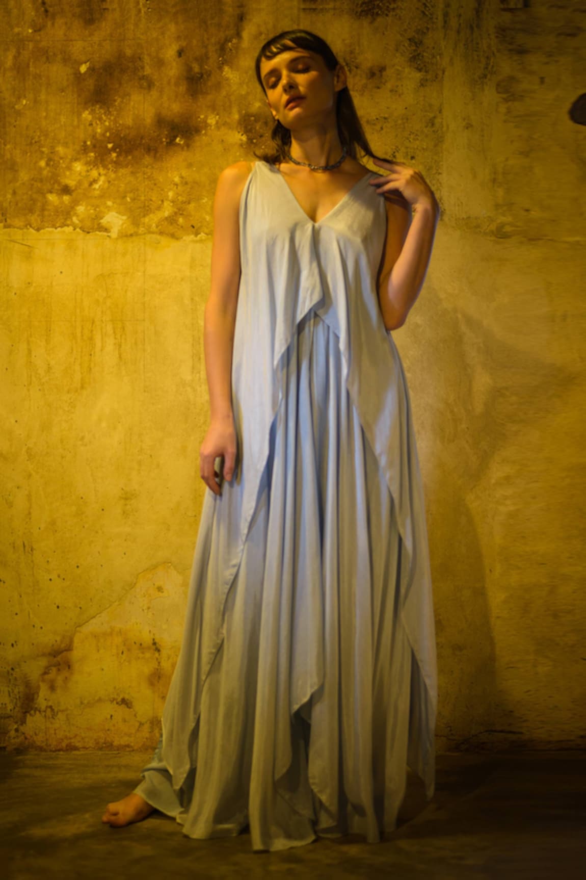 Stephany Cotton Silk Draped Dress