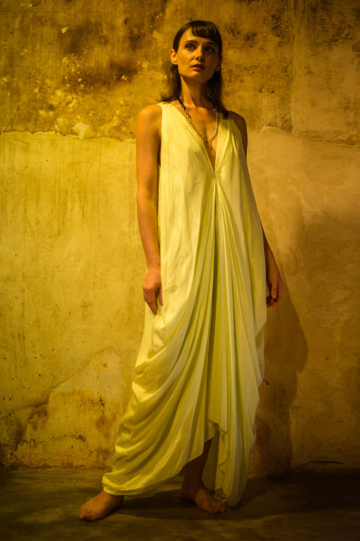 Stephany Cotton Silk Draped Dress