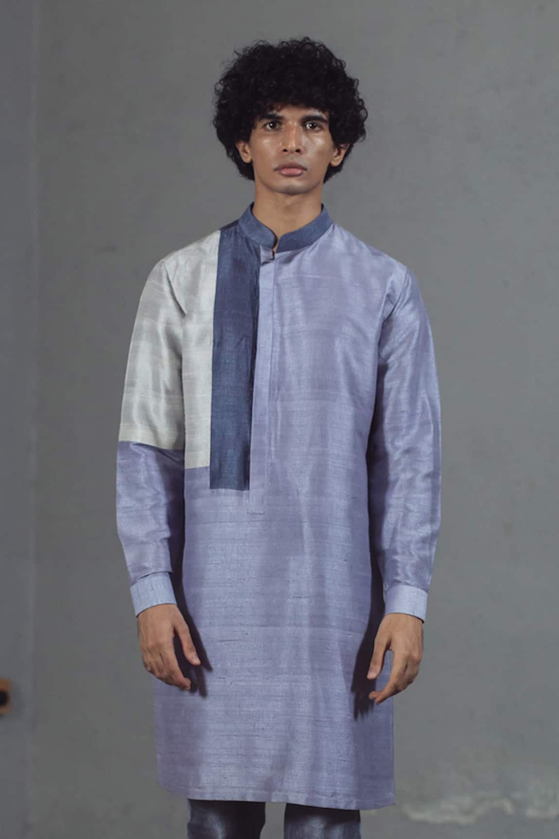 Mitesh Lodha Silk Colorblock Kurta