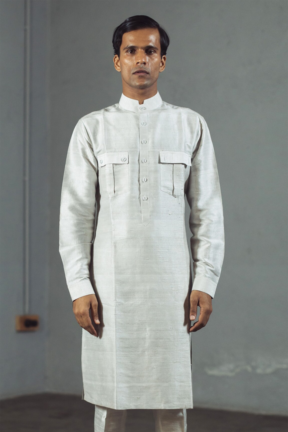 Mitesh Lodha Silk Mandarin Collar Kurta