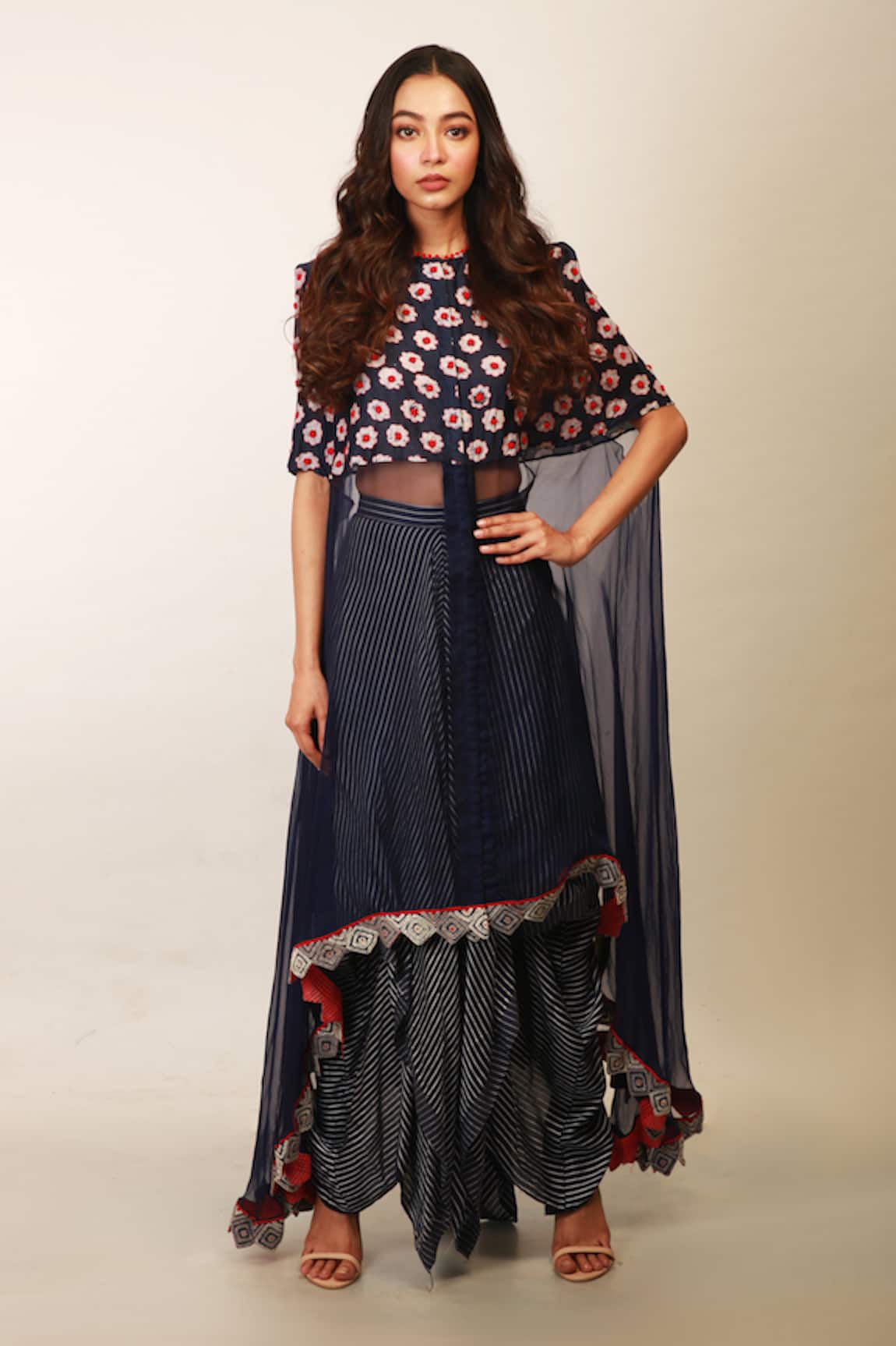Soumodeep Dutta Silk Organza Dress with Skirt