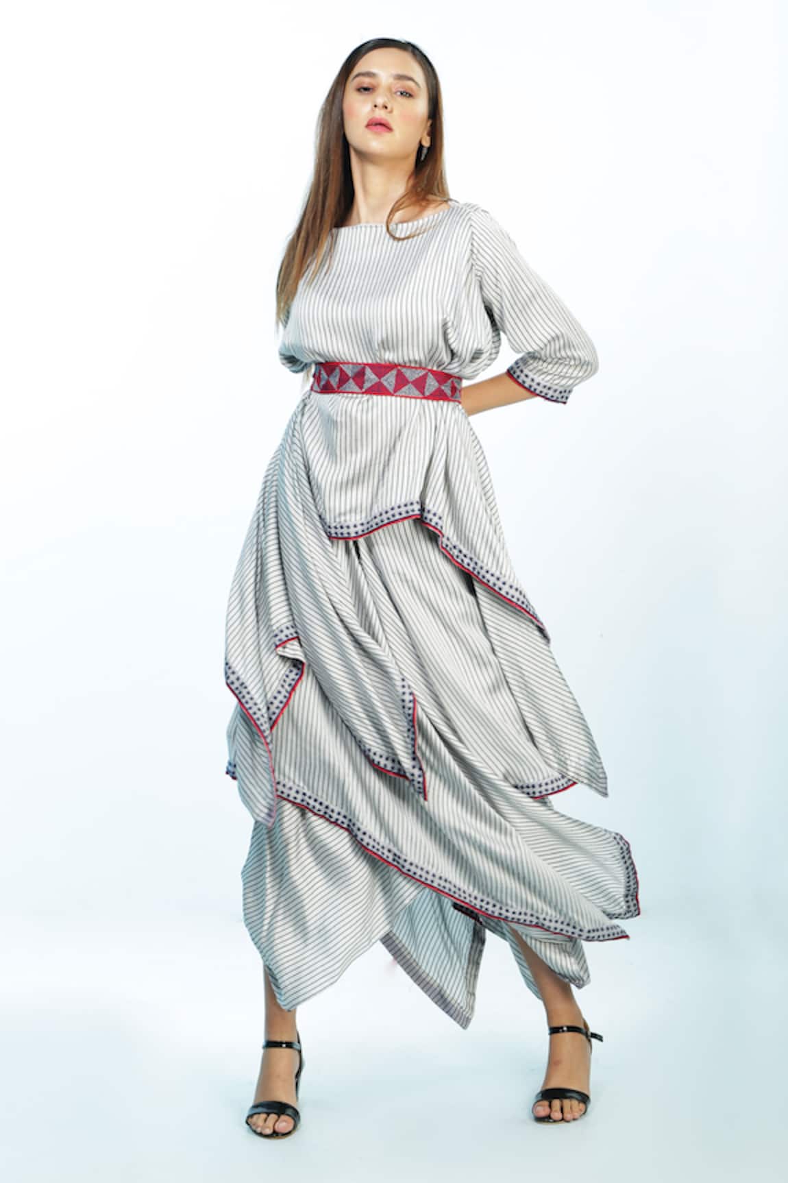 Soumodeep Dutta Handwoven Silk Tunic & Skirt Set