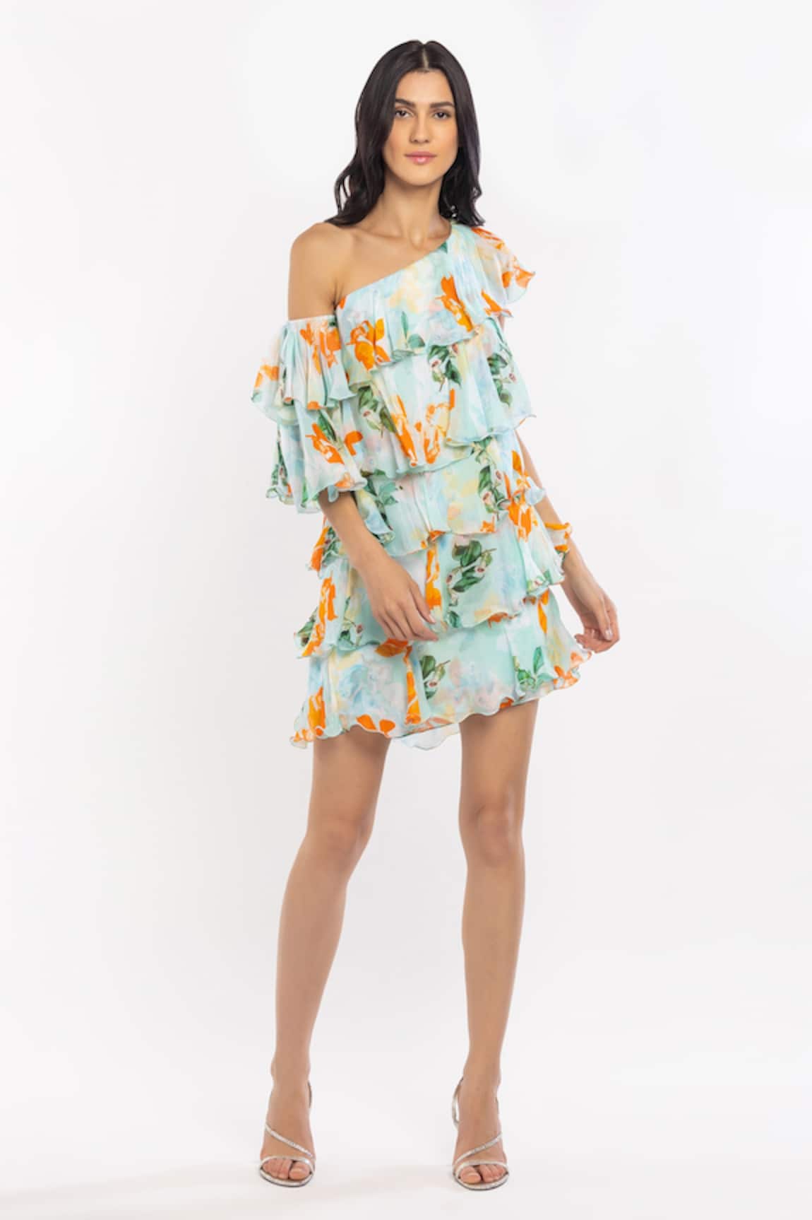 Mandira Wirk Resort One Shoulder Floral Print Dress