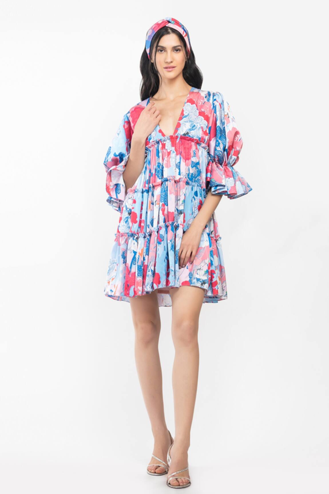 Mandira Wirk Resort Tropical Print Tiered Dress