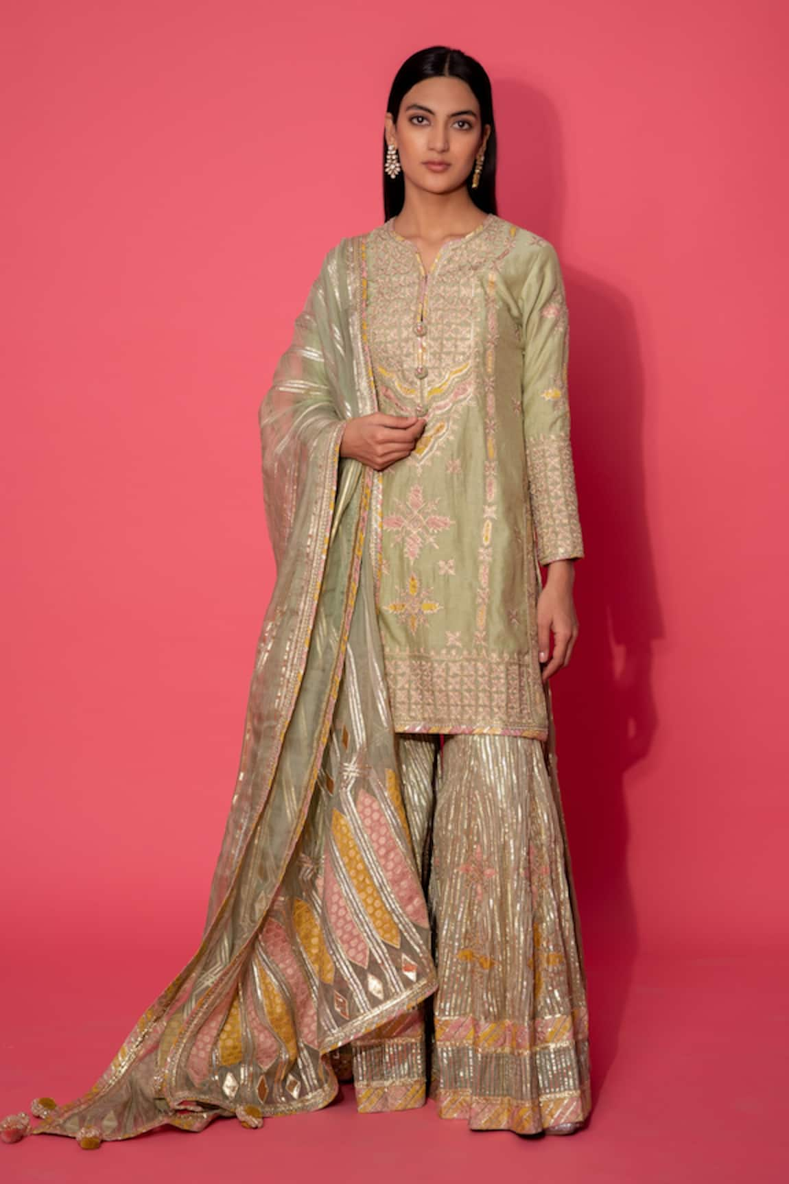 Simar Dugal Chanderi Kurta Sharara Set