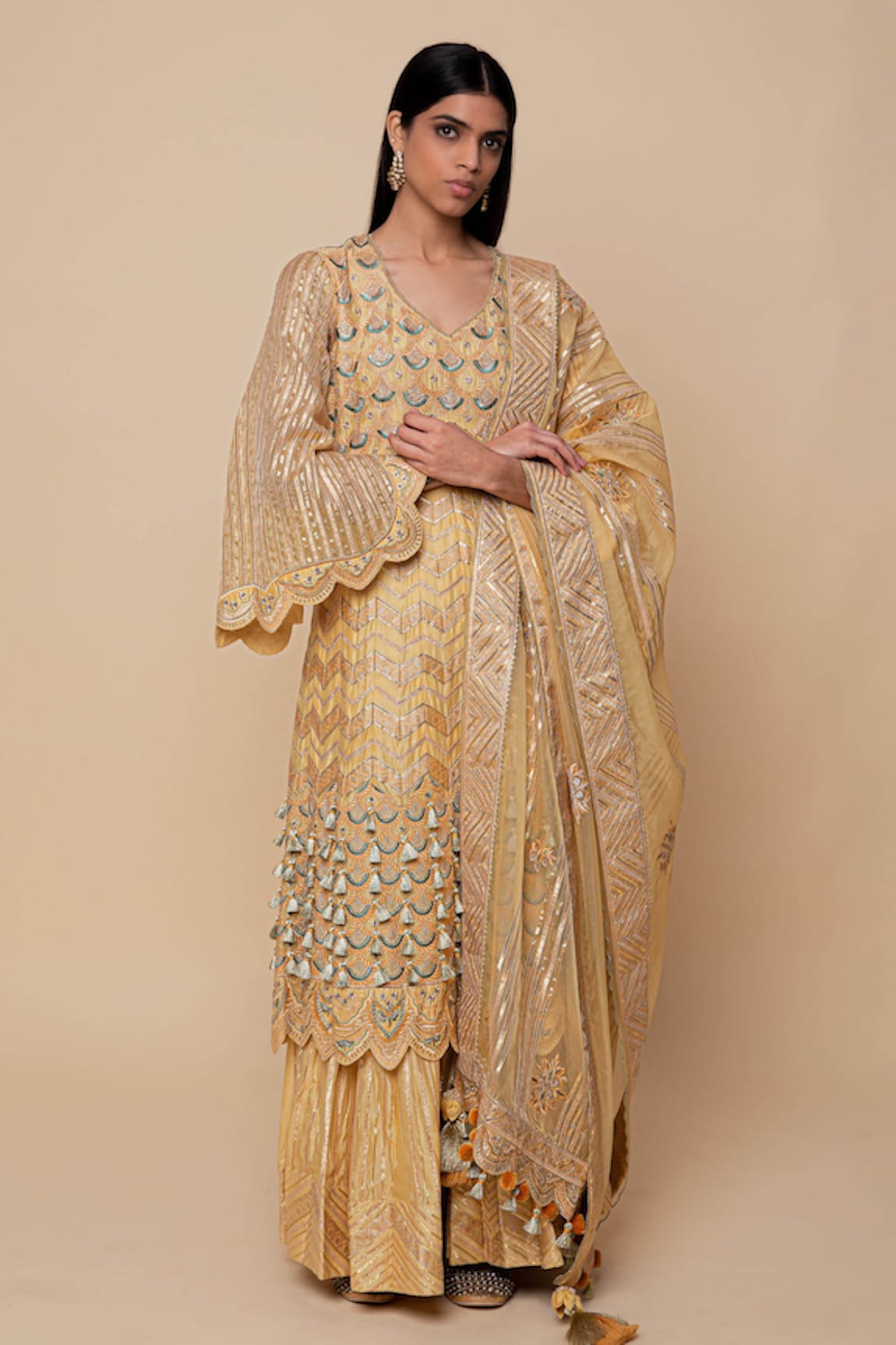 Simar Dugal Chanderi Silk Kurta Sharara Set