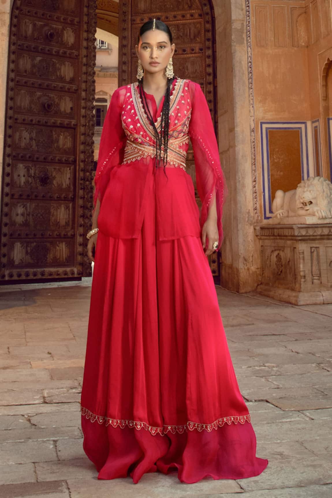 Supria Munjal Chanderi Jacket & Gharara Set
