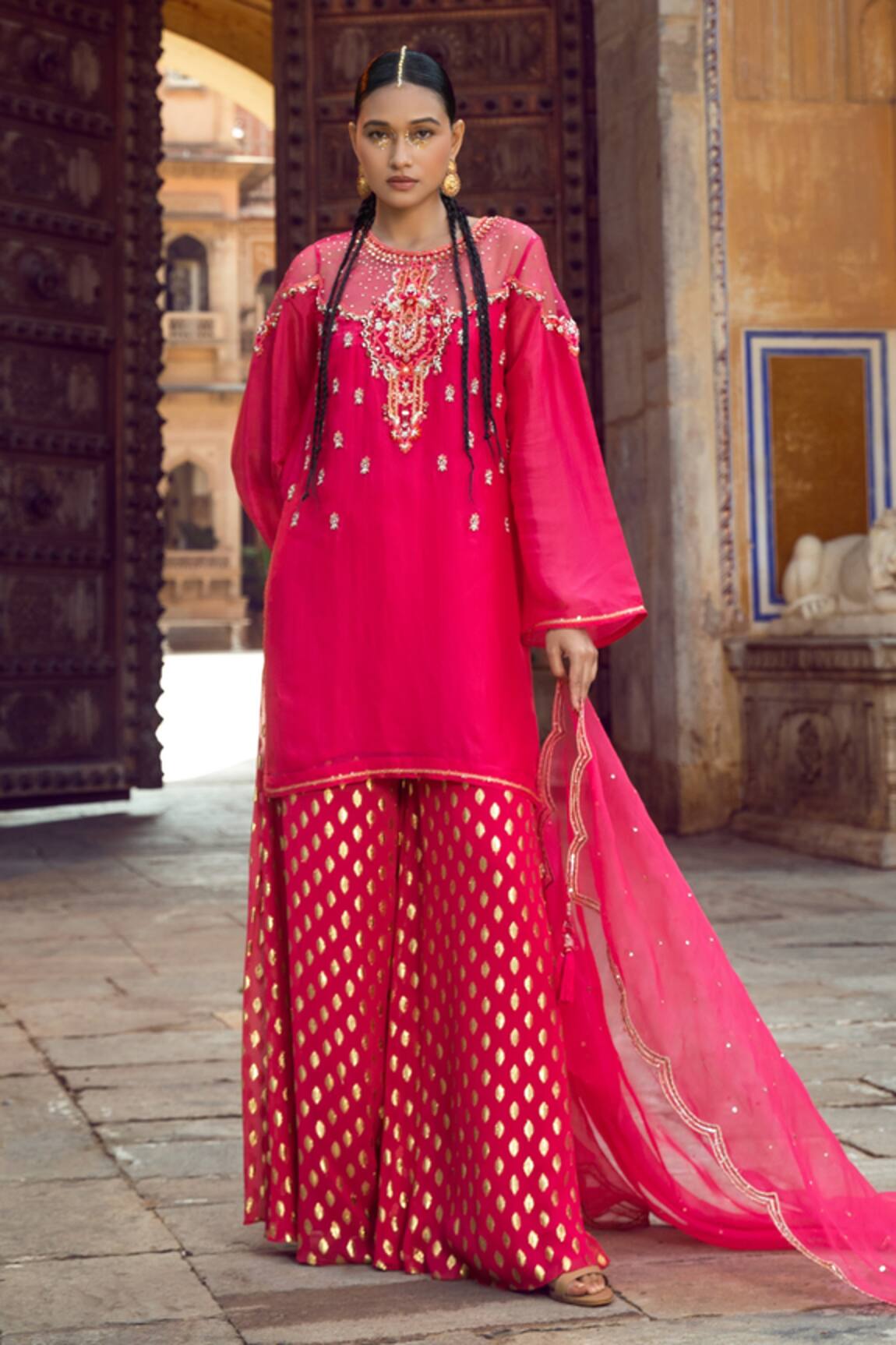 Supria Munjal Chanderi Kurta Sharara Set
