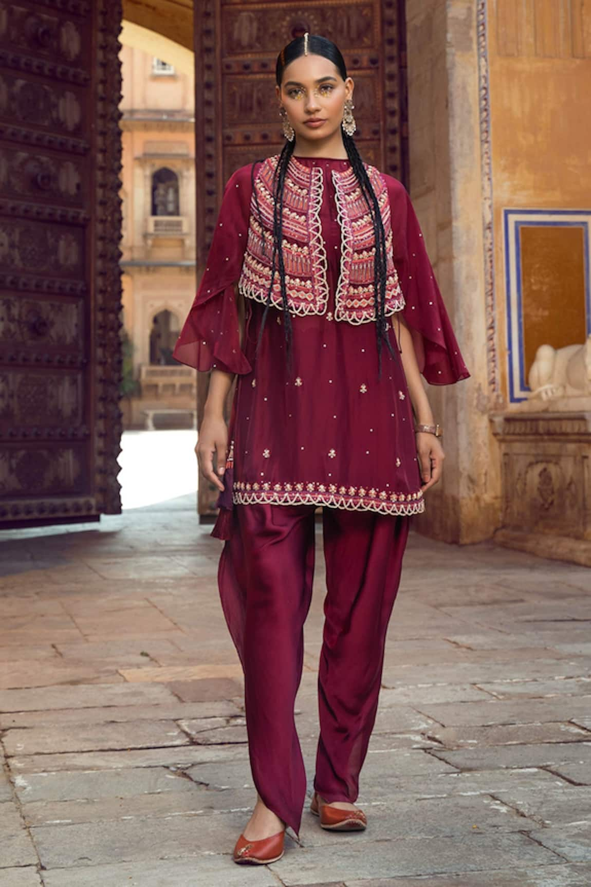 Supria Munjal Chanderi Short Jacket & Tulip Pant Set