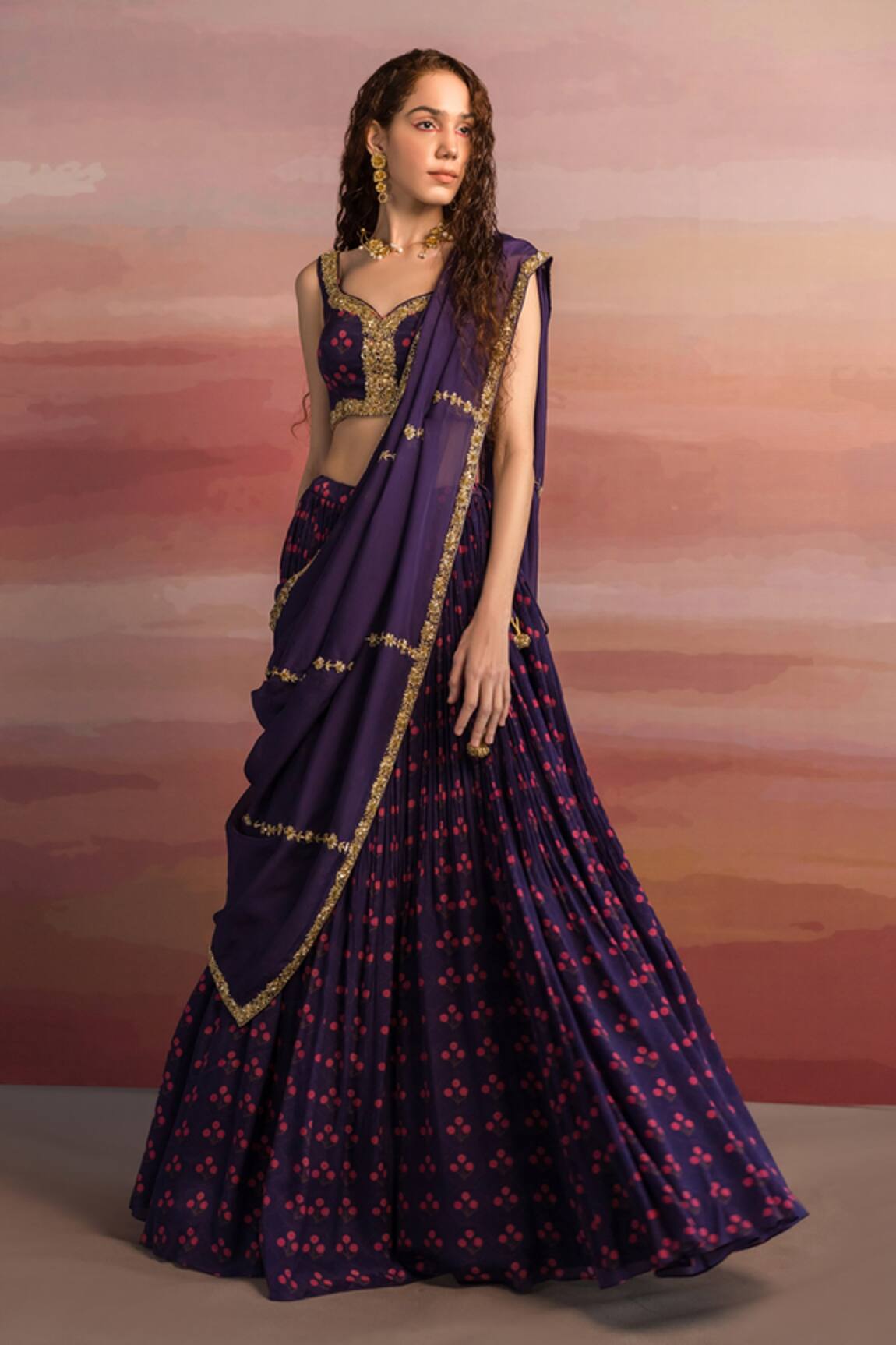 EASE Floral Print Lehenga Set