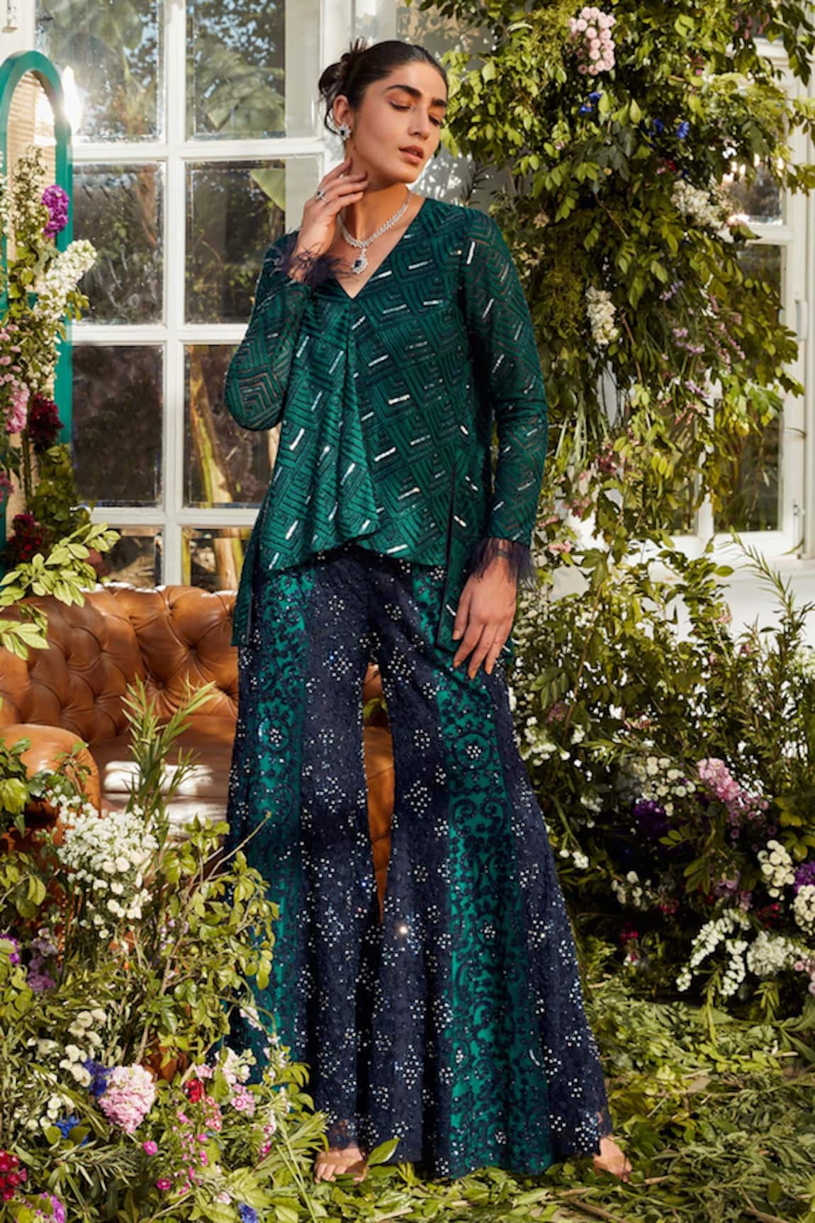 Rococo Seher Embroidered Tunic & Sharara Set