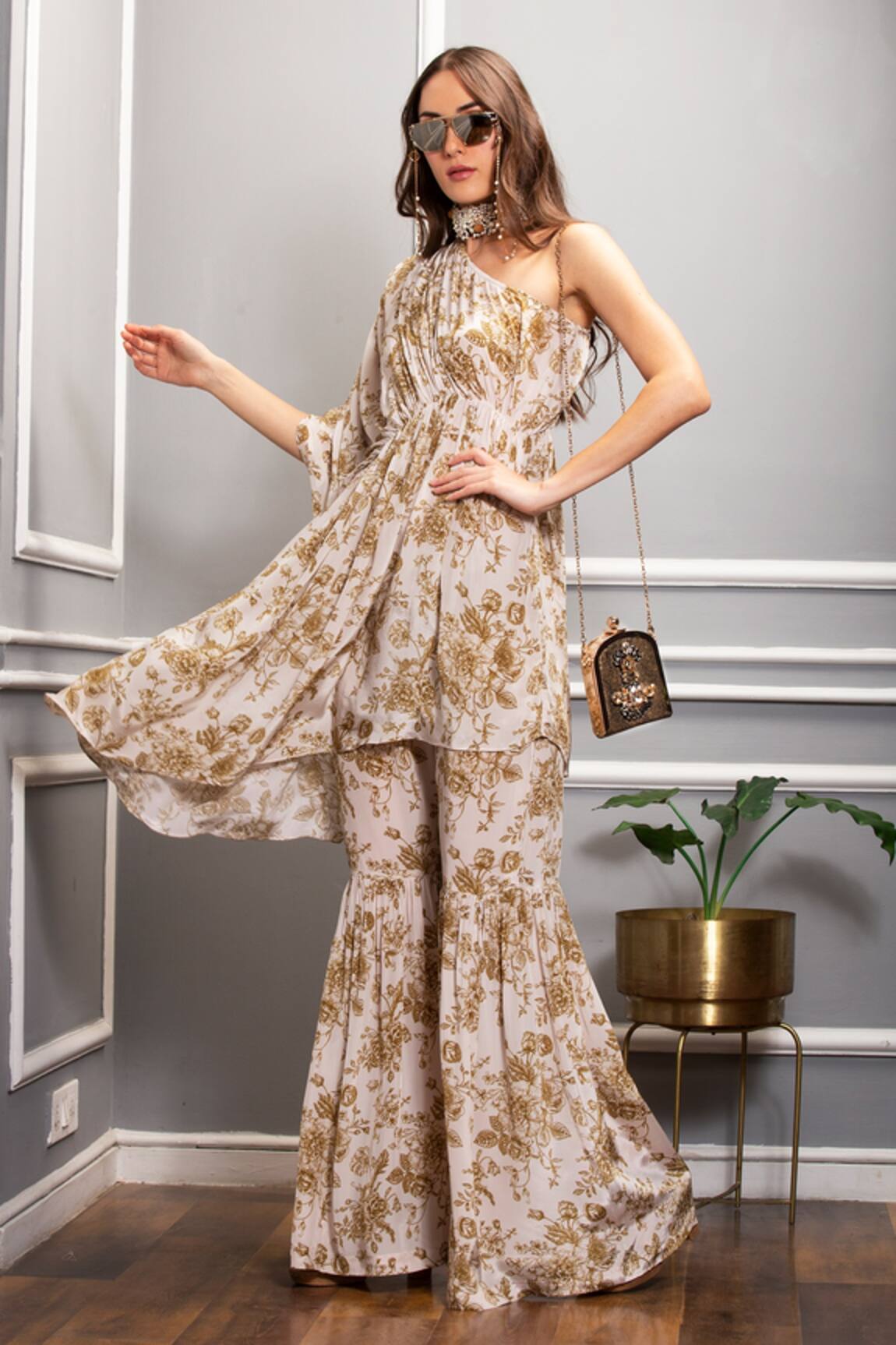 Sakshi Girri Floral Print Tunic & Sharara Set 
