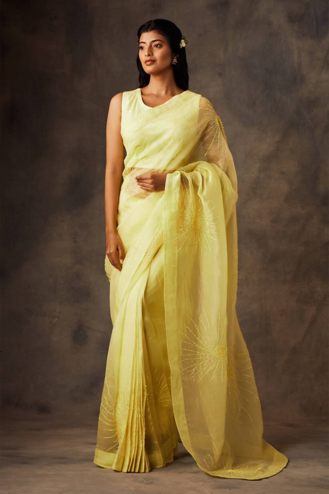 SHILPI GUPTA Embroidered Pre-Draped Saree with Blouse 