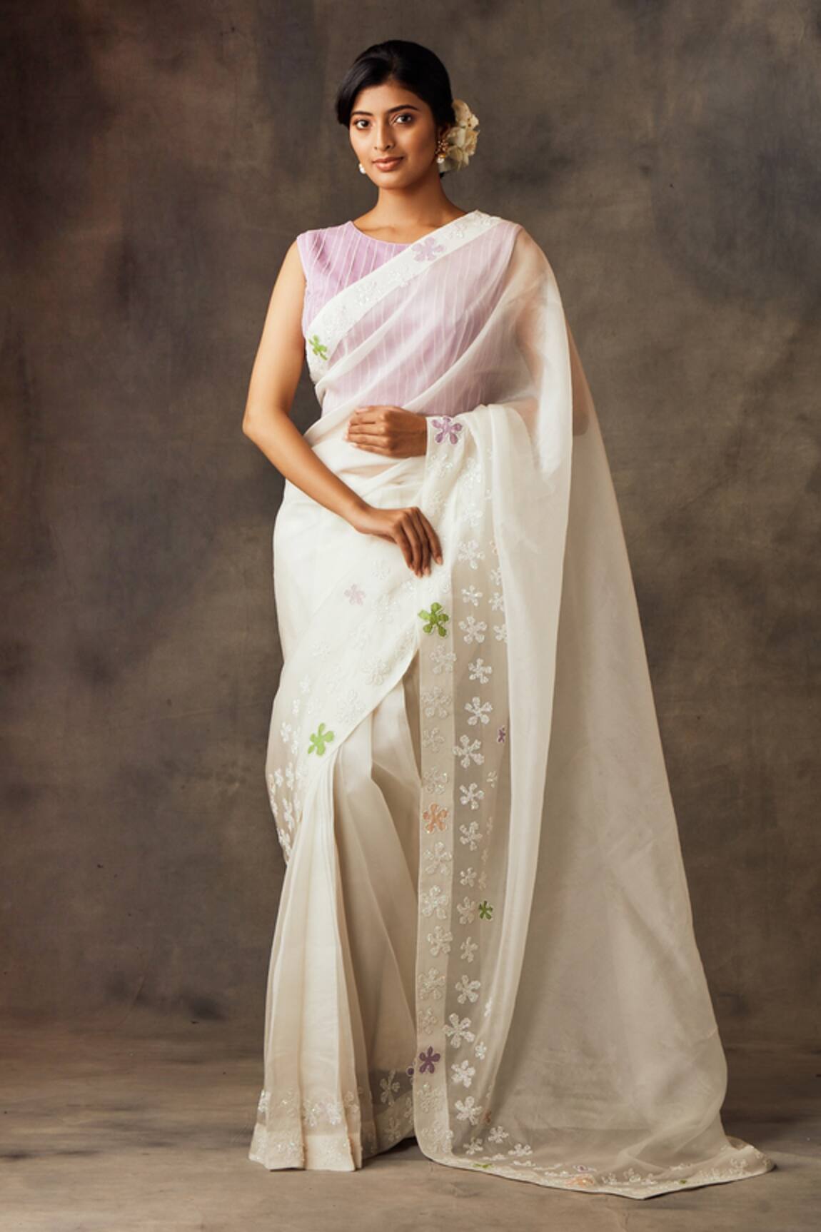 SHILPI GUPTA Embroidered Pre-Draped Saree with Blouse 