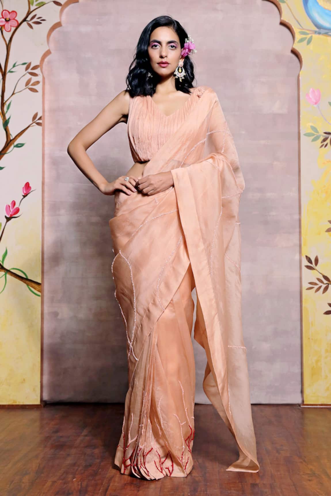 Shilpi Gupta Patchwork Pre-Draped Saree with Blouse 