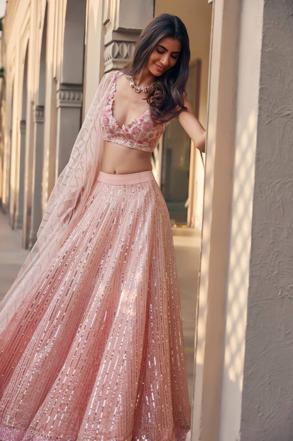 Sawan Gandhi Handloom Organza Silk Lehenga Set