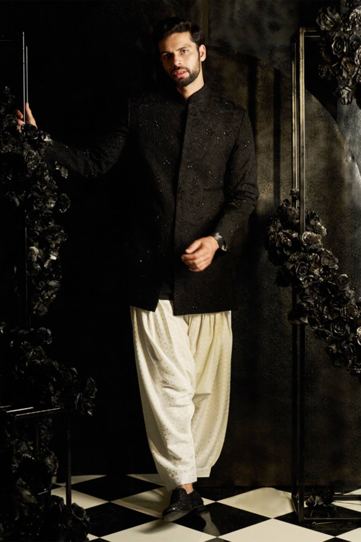 Seema Gujral Aari Work Short Sherwani Set