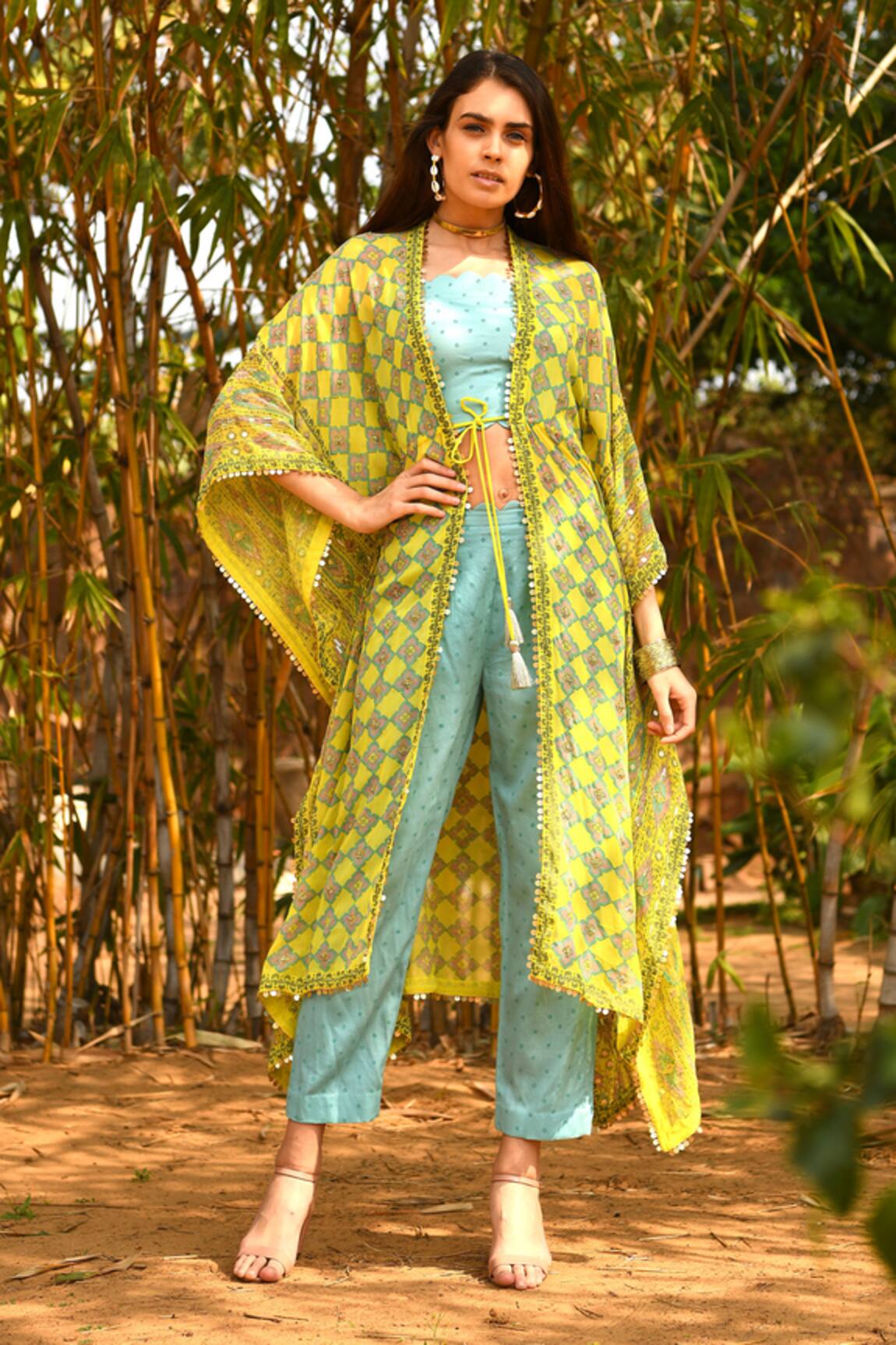 Surbhi Gupta Embroidered Kaftan & Pant Set