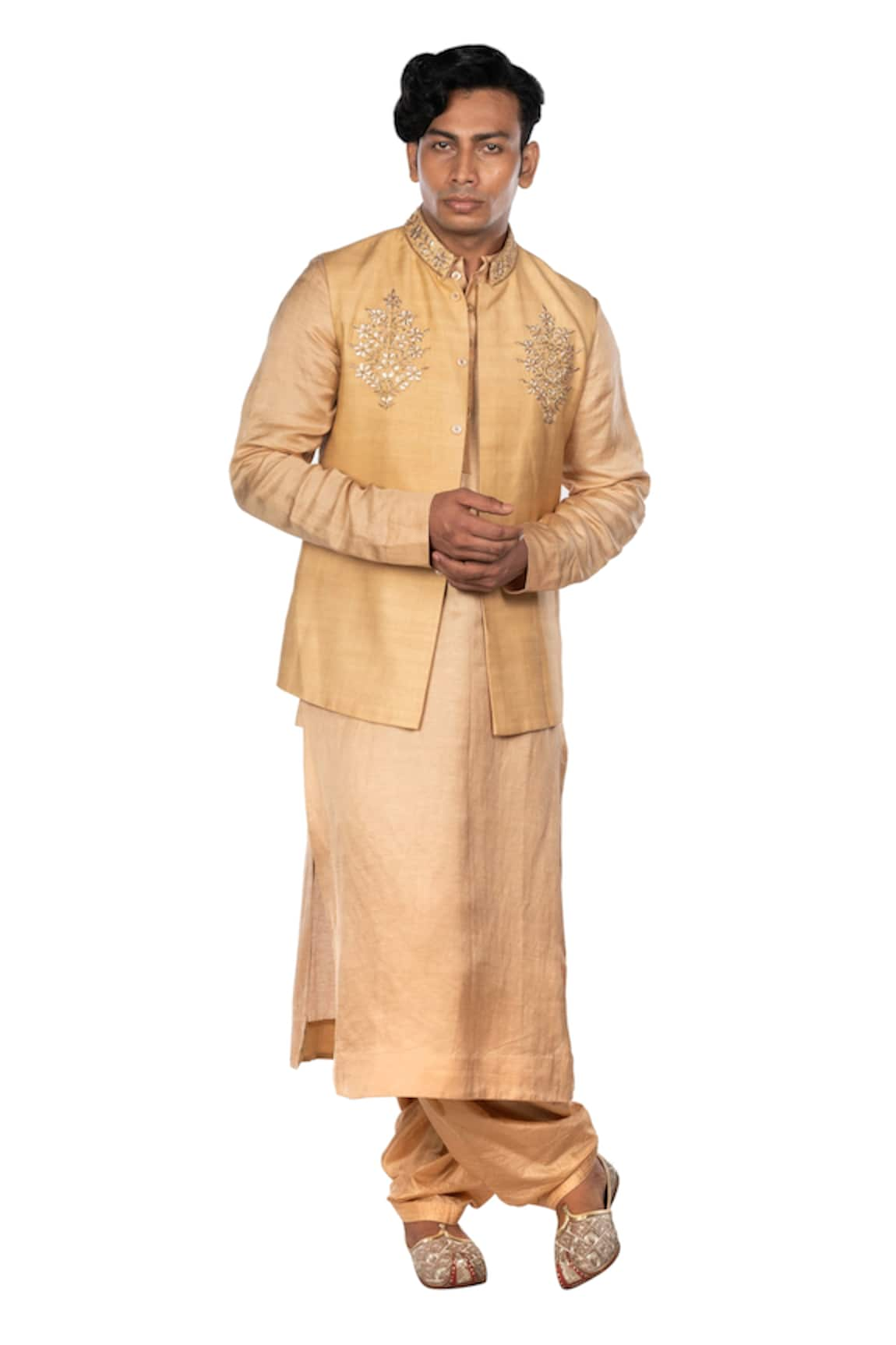 Debarun Cotton Tussar Bundi & Kurta Set