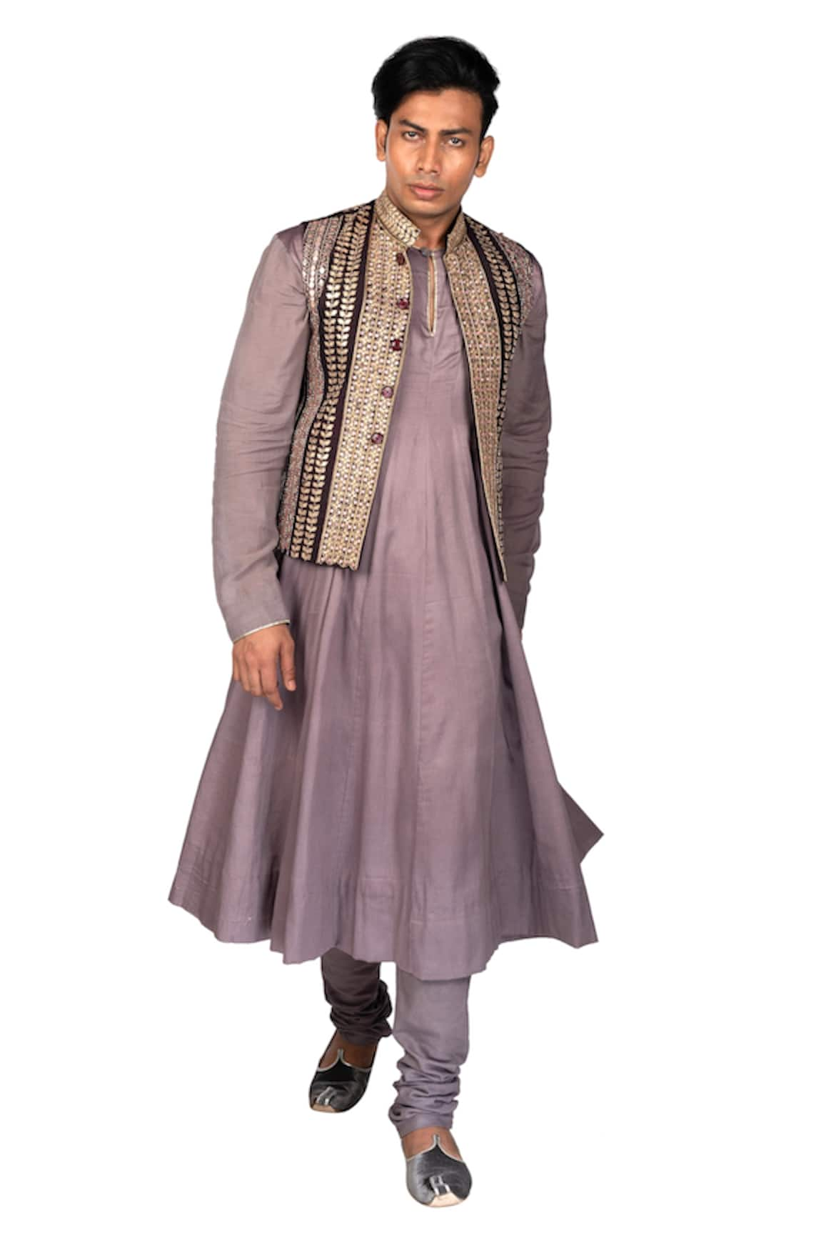 Debarun Embroidered Bundi & Flared Kurta Set