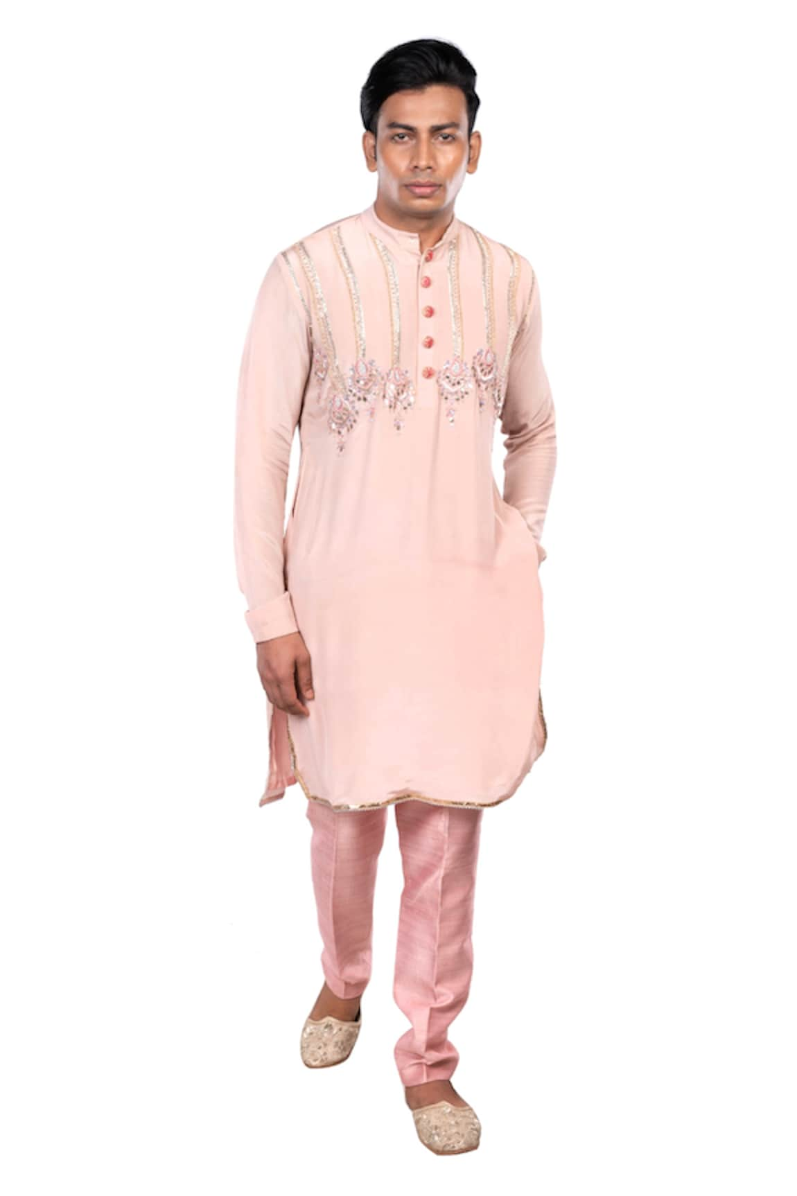 Debarun Crepe Embroidered Kurta Set