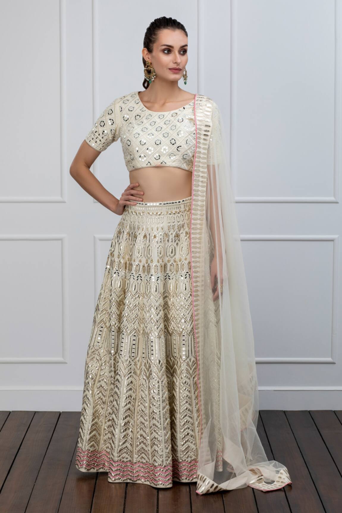 Shian Leather Embellished Lehenga Set