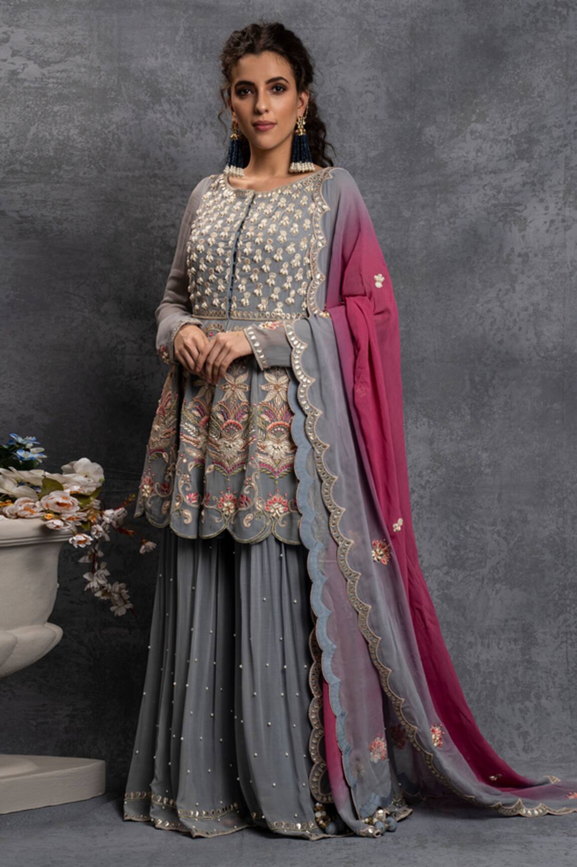 Shian Pearl Embellished Sharara Set