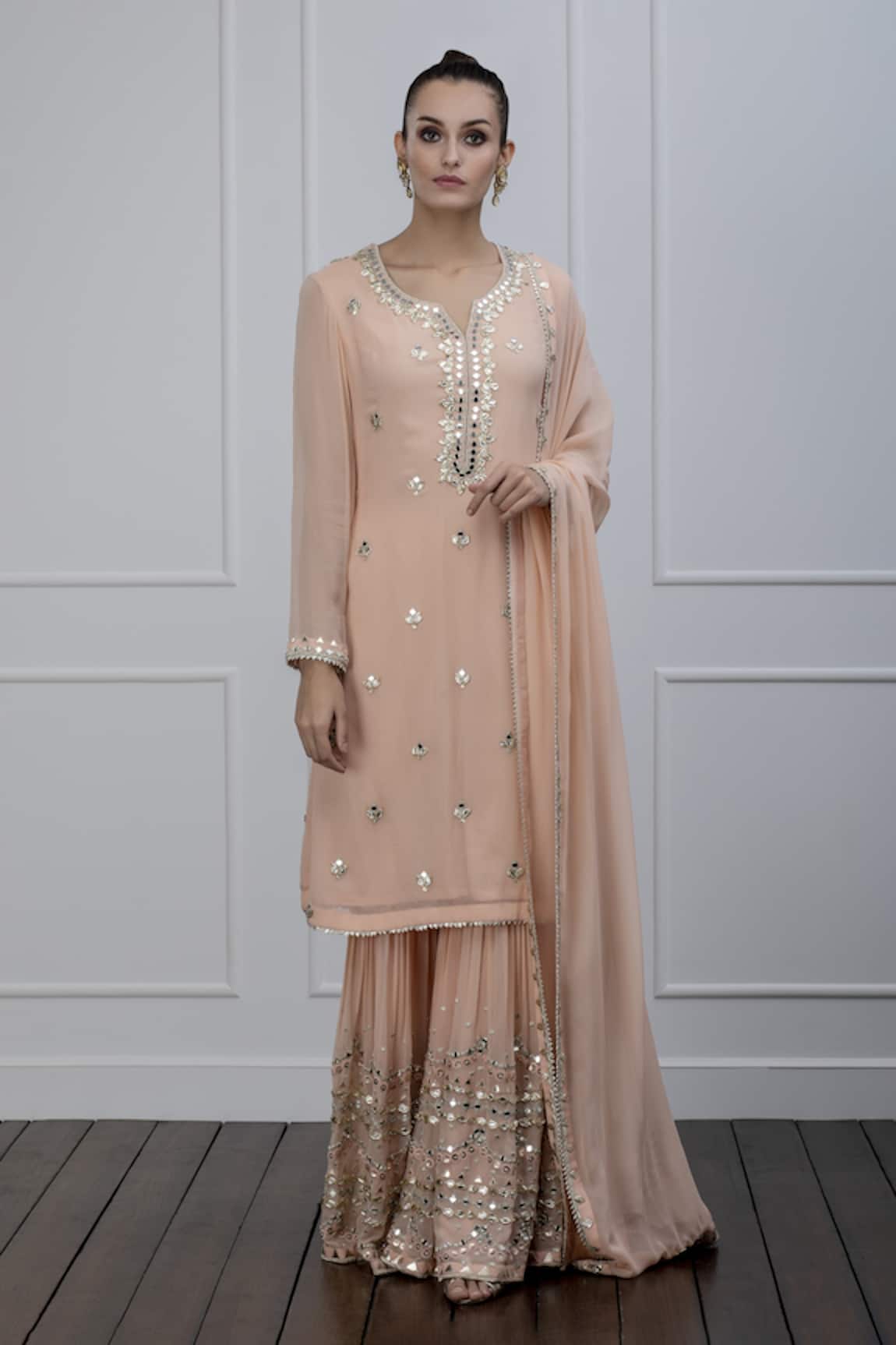 Shian Mirror Embroidered Gharara Set