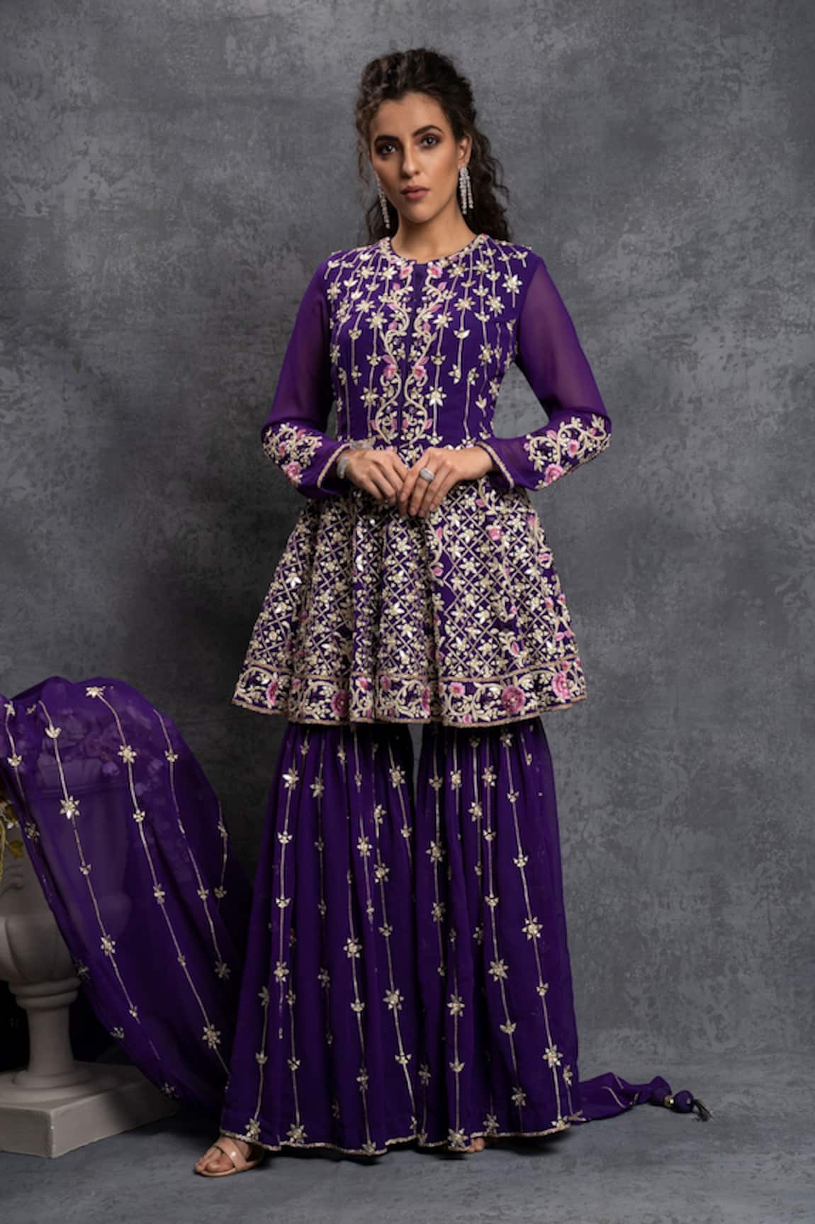 Shian Embroidered Kurta & Sharara Set