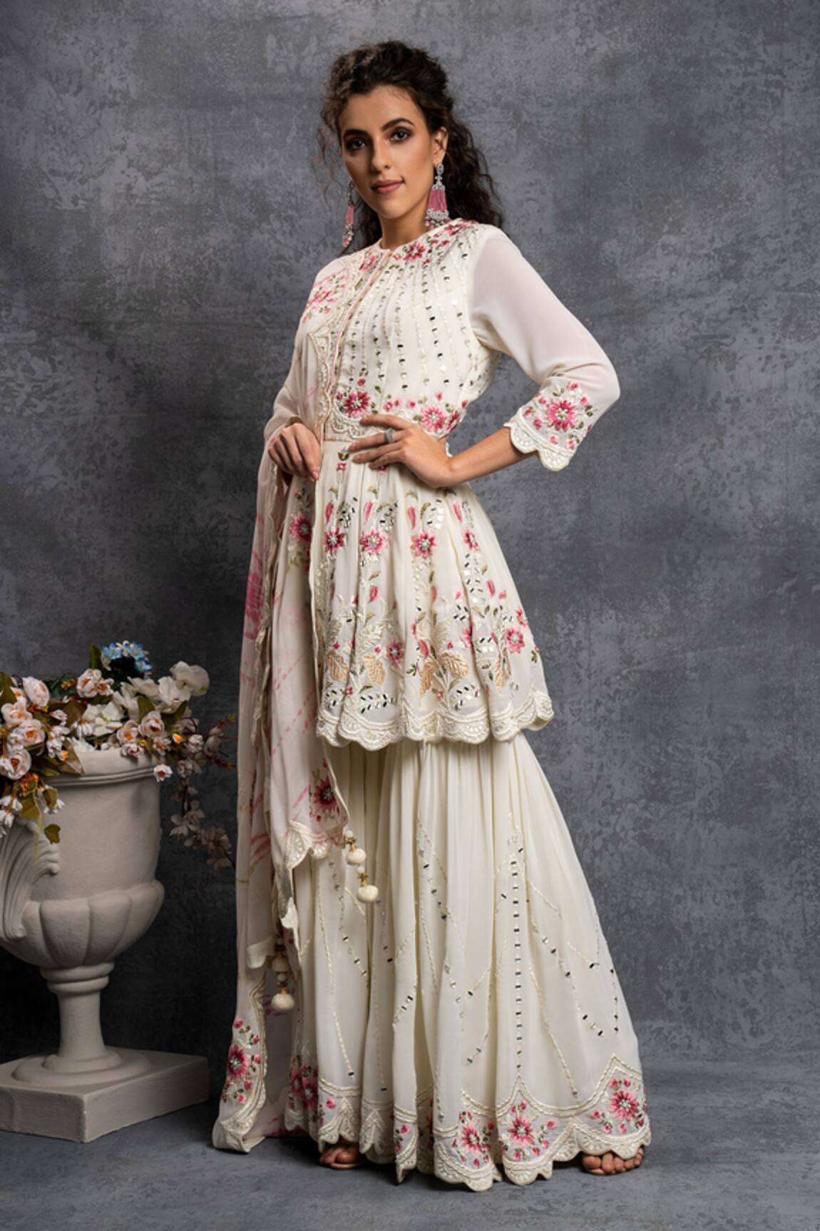 Shian Sharara Set With Tie & Dye Dupatta