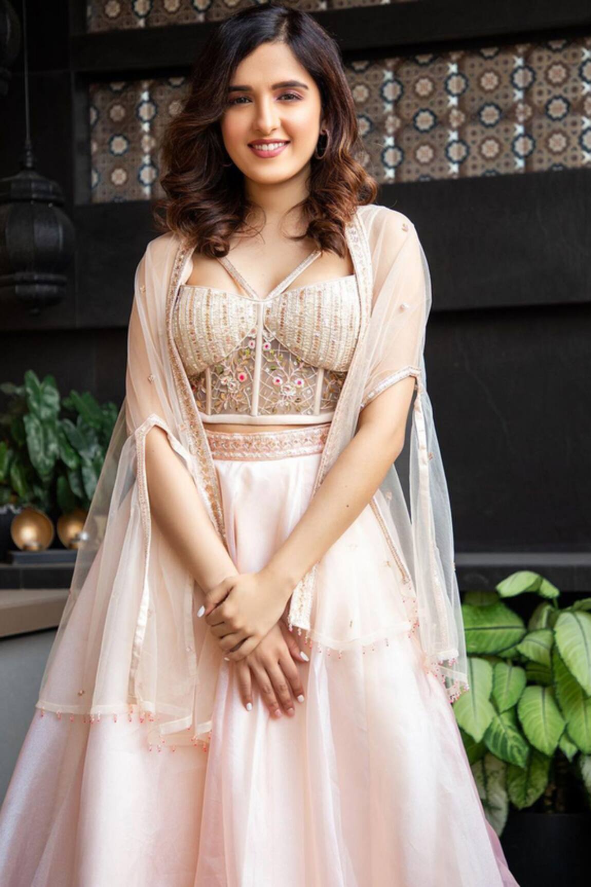 Tamaraa By Tahani Embroidered Cape & Lehenga Set