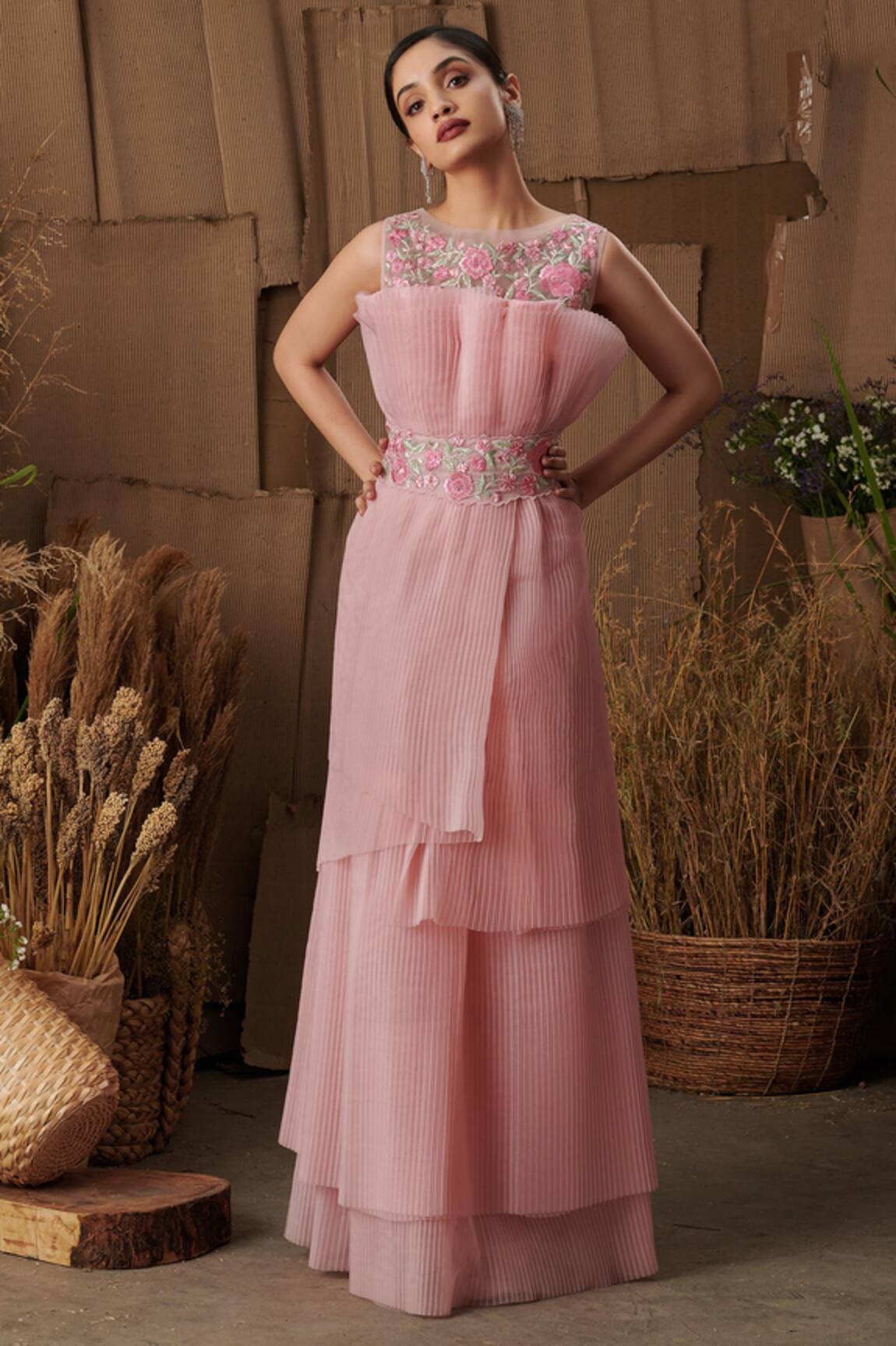 Shriya Som Pleated Embroidered Gown