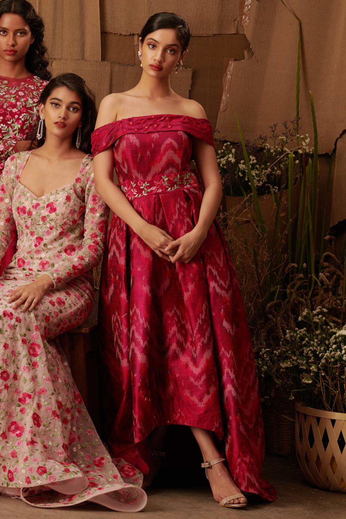 Shriya Som Silk Ikat Print Gown