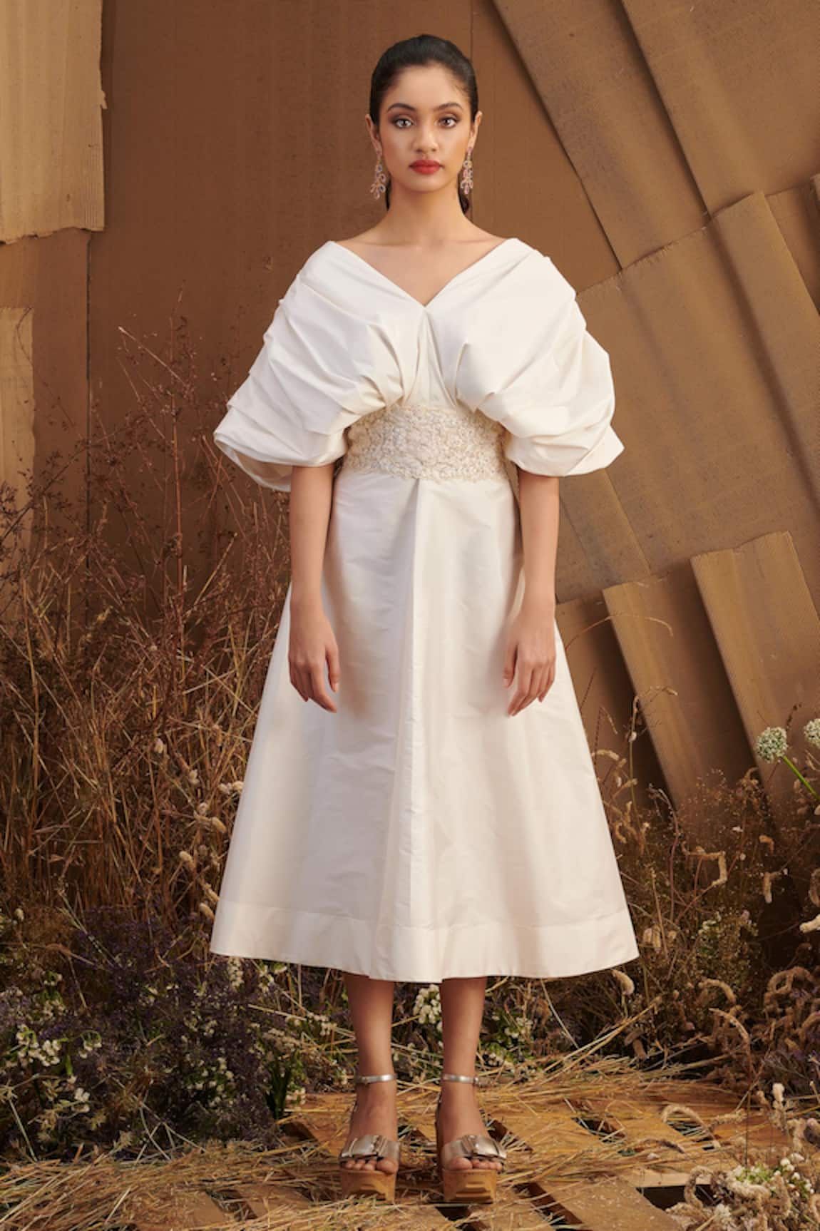 Shriya Som Embroidered Draped Dress