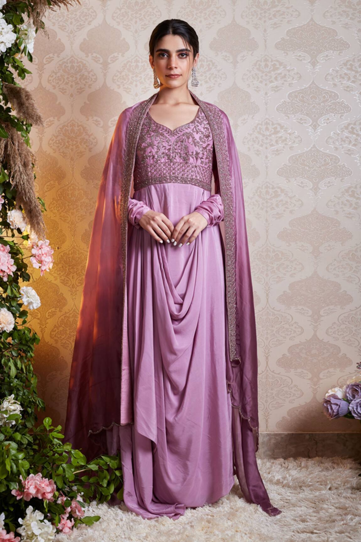 Soha By Harleen And Sona Anya Draped Anarkali With Dupatta