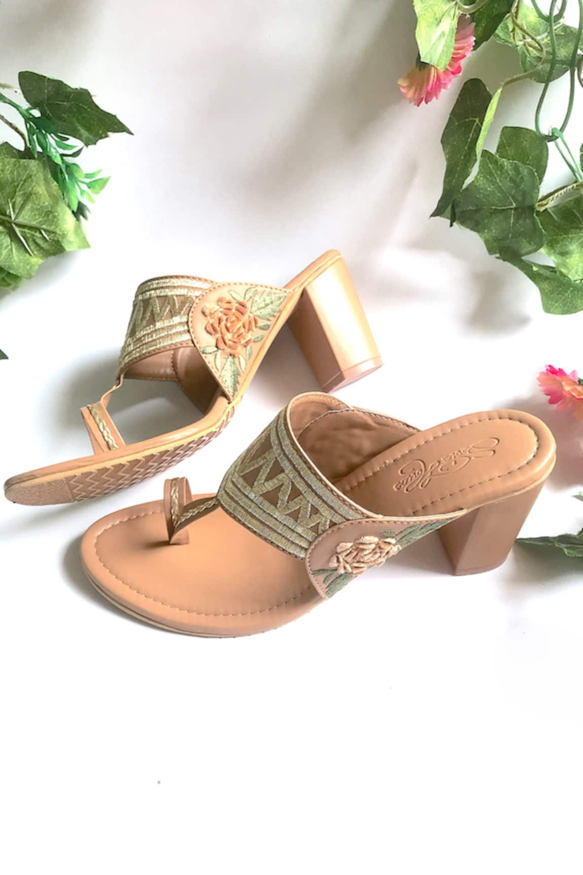 Sole House Embroidered Kolhapuri Block Heels 