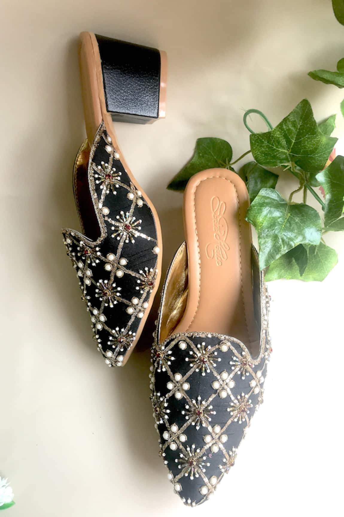 Sole House Pointed Toe Block Heel Mules 