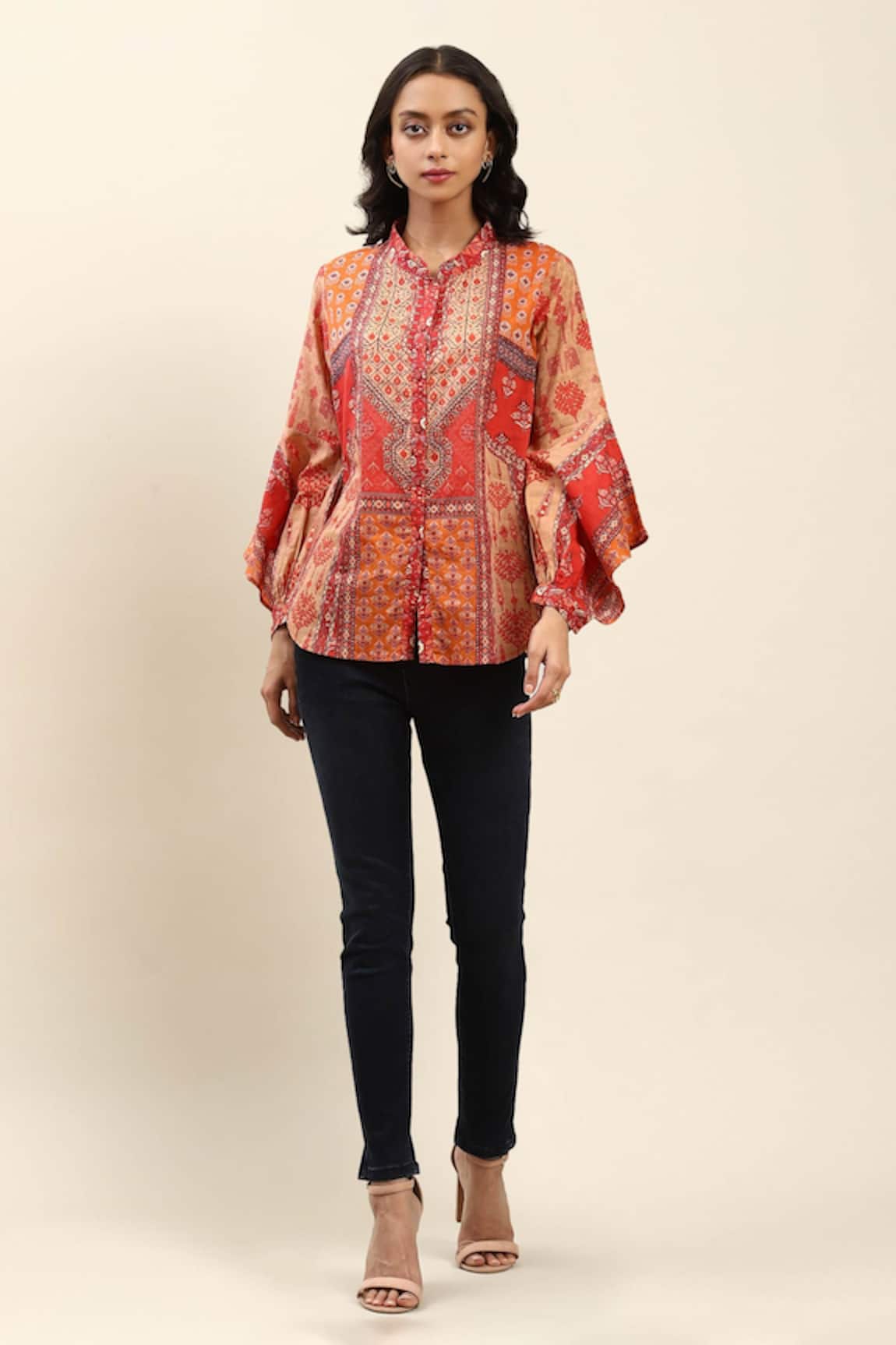 Aarke Ritu Kumar Floral Print Puff Sleeve Shirt