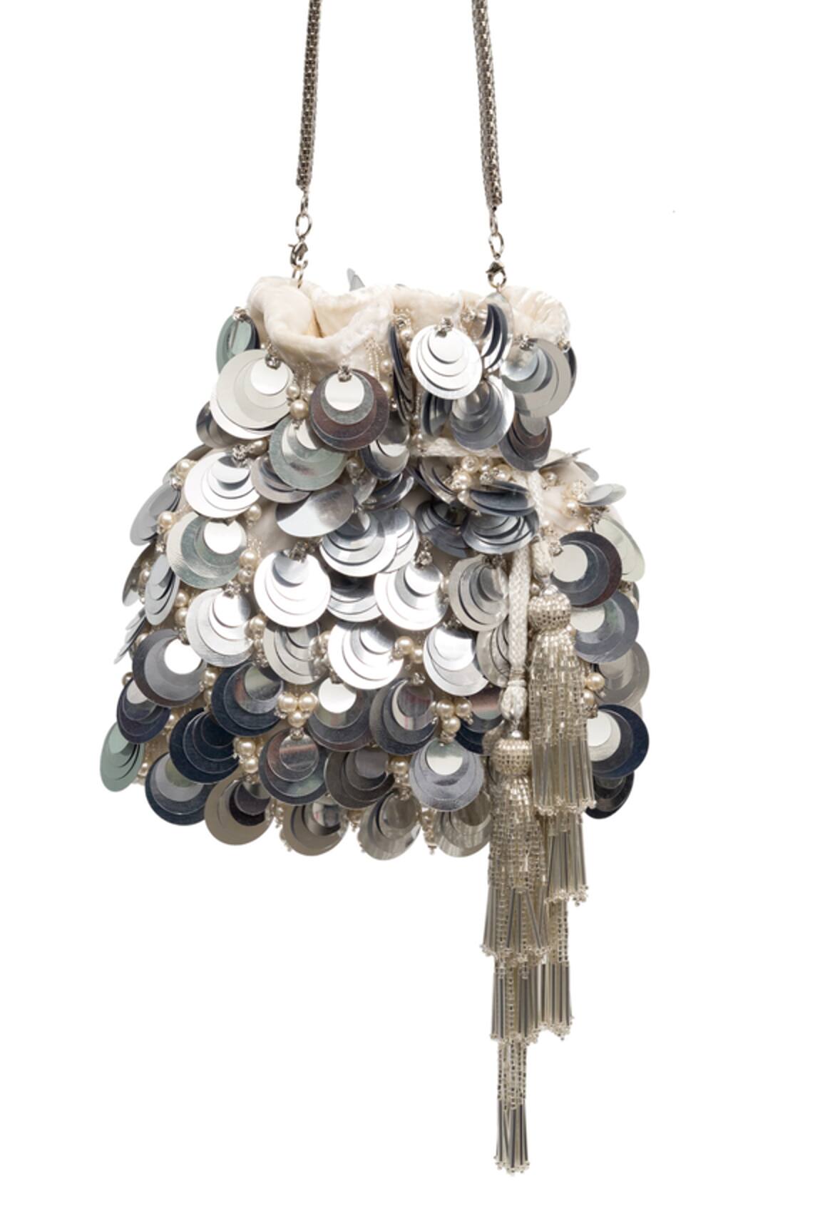 SG Collection By Sonia Gulrajani Penny Velvet Embroidered Potli Bag 