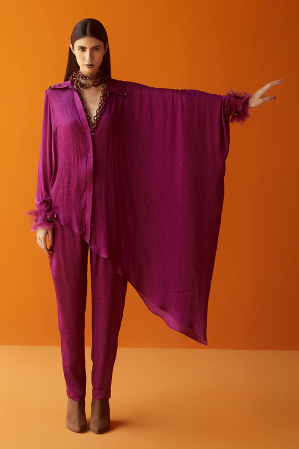 Sakshi Khetterpal Asymmetric Draped Shirt & Pant Set