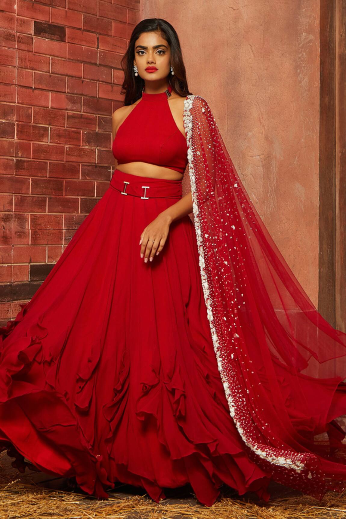 Shloka Khialani Ruffle Lehenga Set